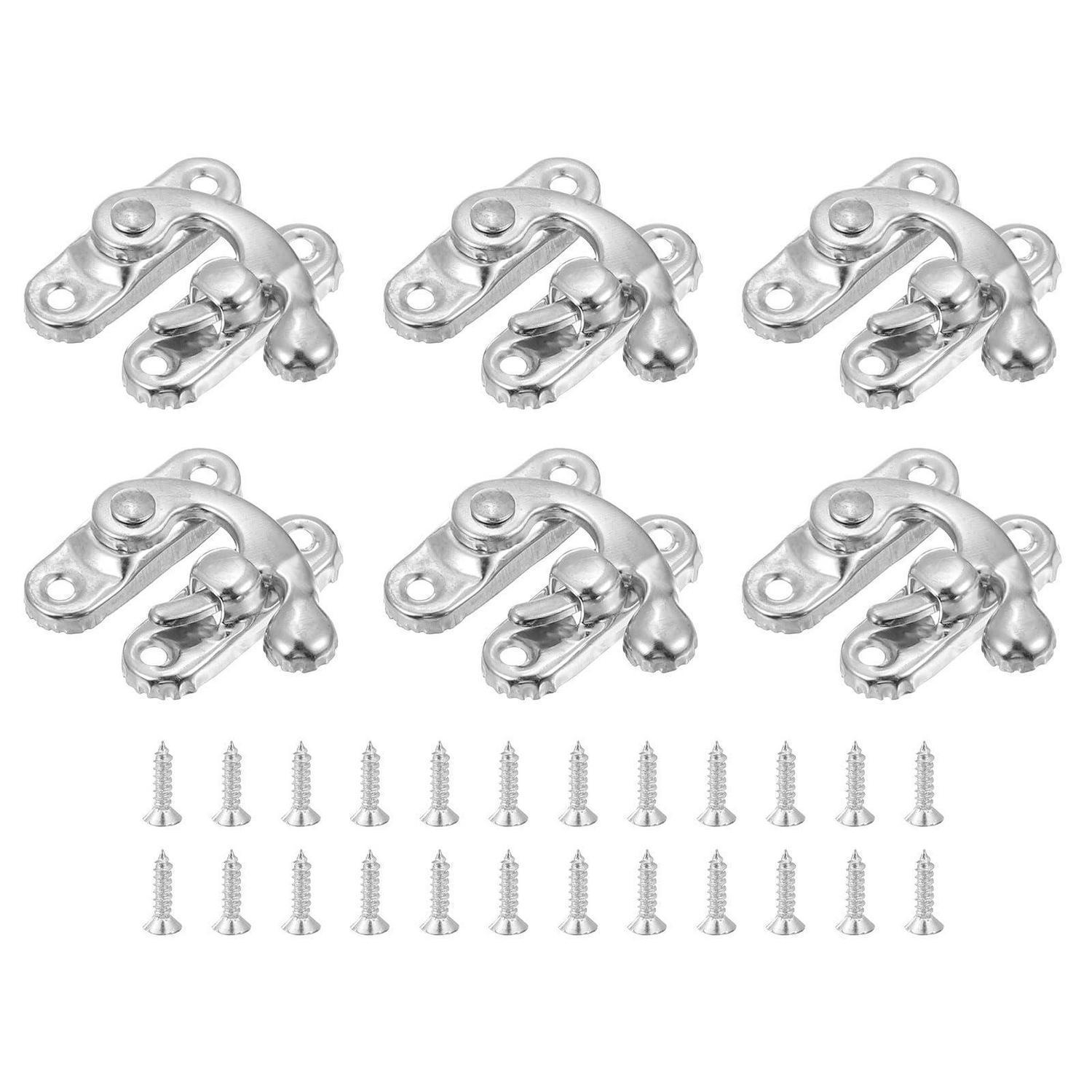 6er Set Antike Vorhängeschloss Haspen, 27x32mm, Silber, Mit Schrauben