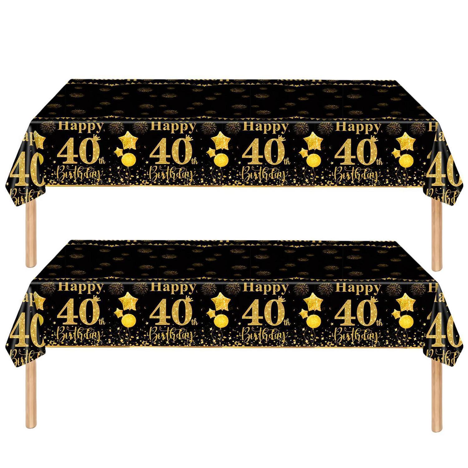 Tischdecke 40. Geburtstag Schwarz Gold 2 Stück Einweg-tischdecke 137x274cm