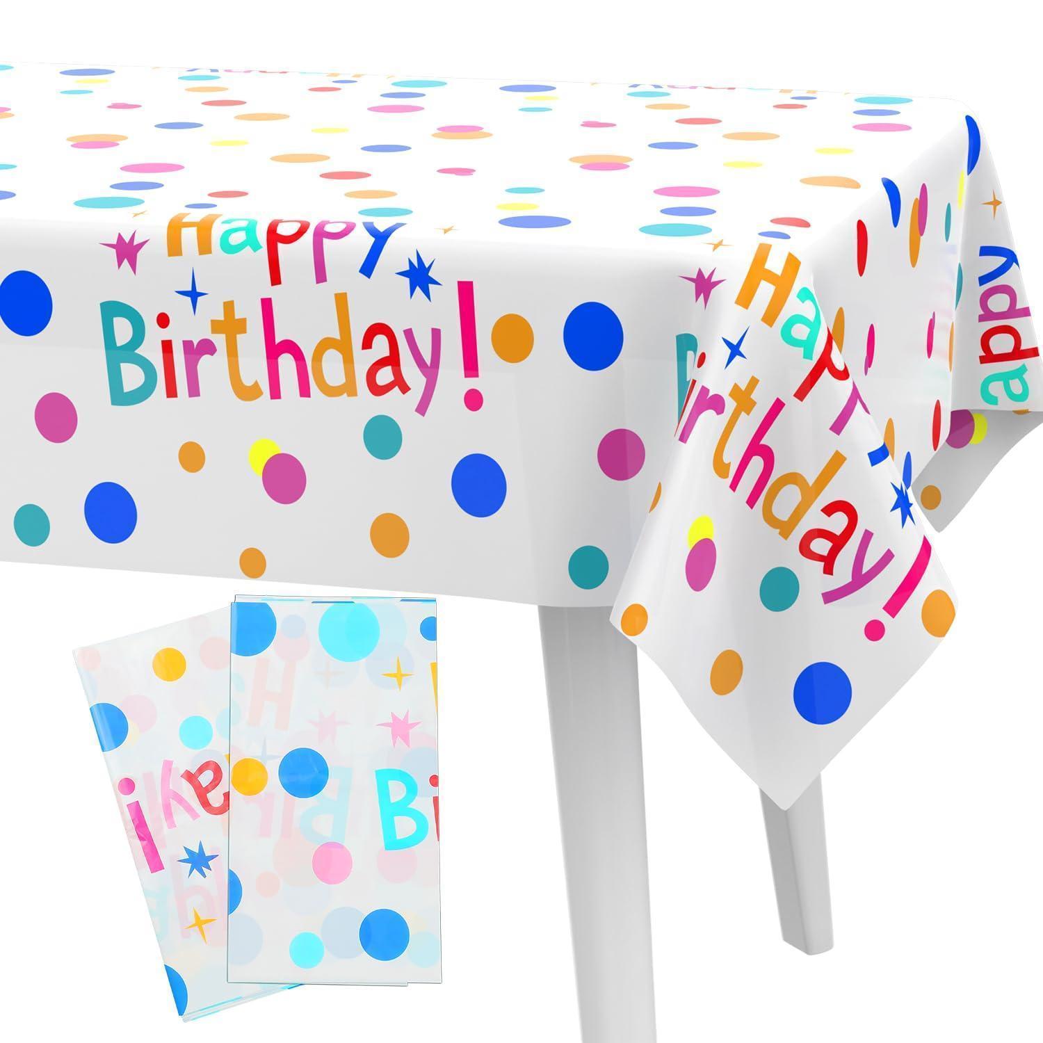 Tischdecke Kindergeburtstag 2 Stück 130x220cm Mit "happy Birthday" Aufdruck
