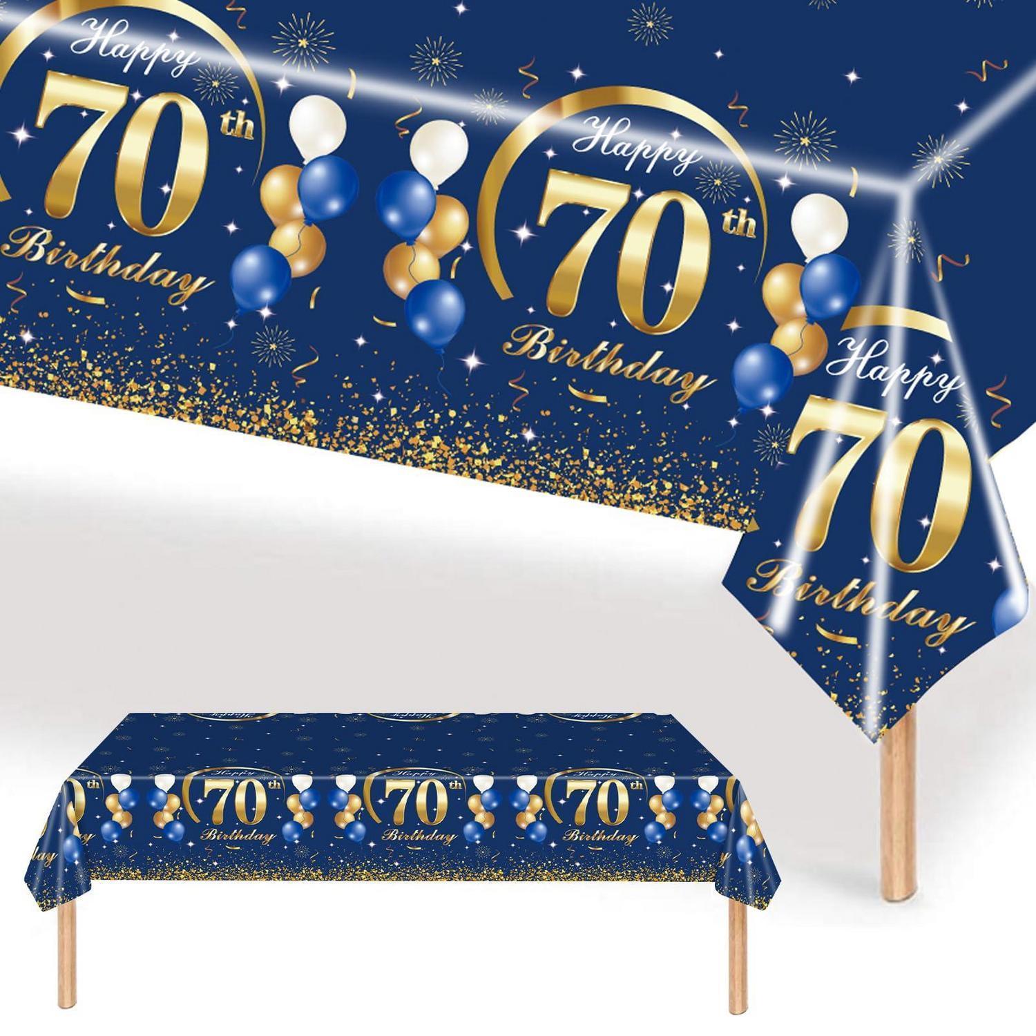 Geburtstag Tischdecke 70. Geburtstag Blau Gold 137x274 Cm Rechteckig