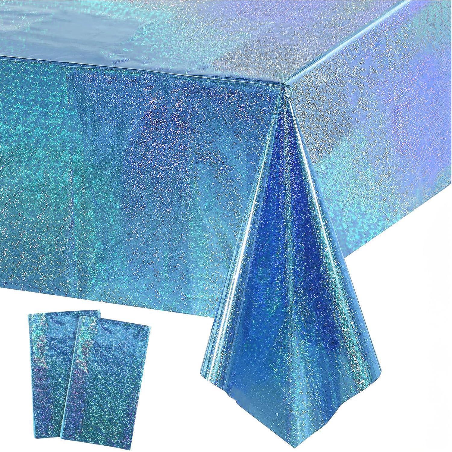 Tischdecke Geburtstag Blau Glitzer 2 Stück Einweg Deko Für Party