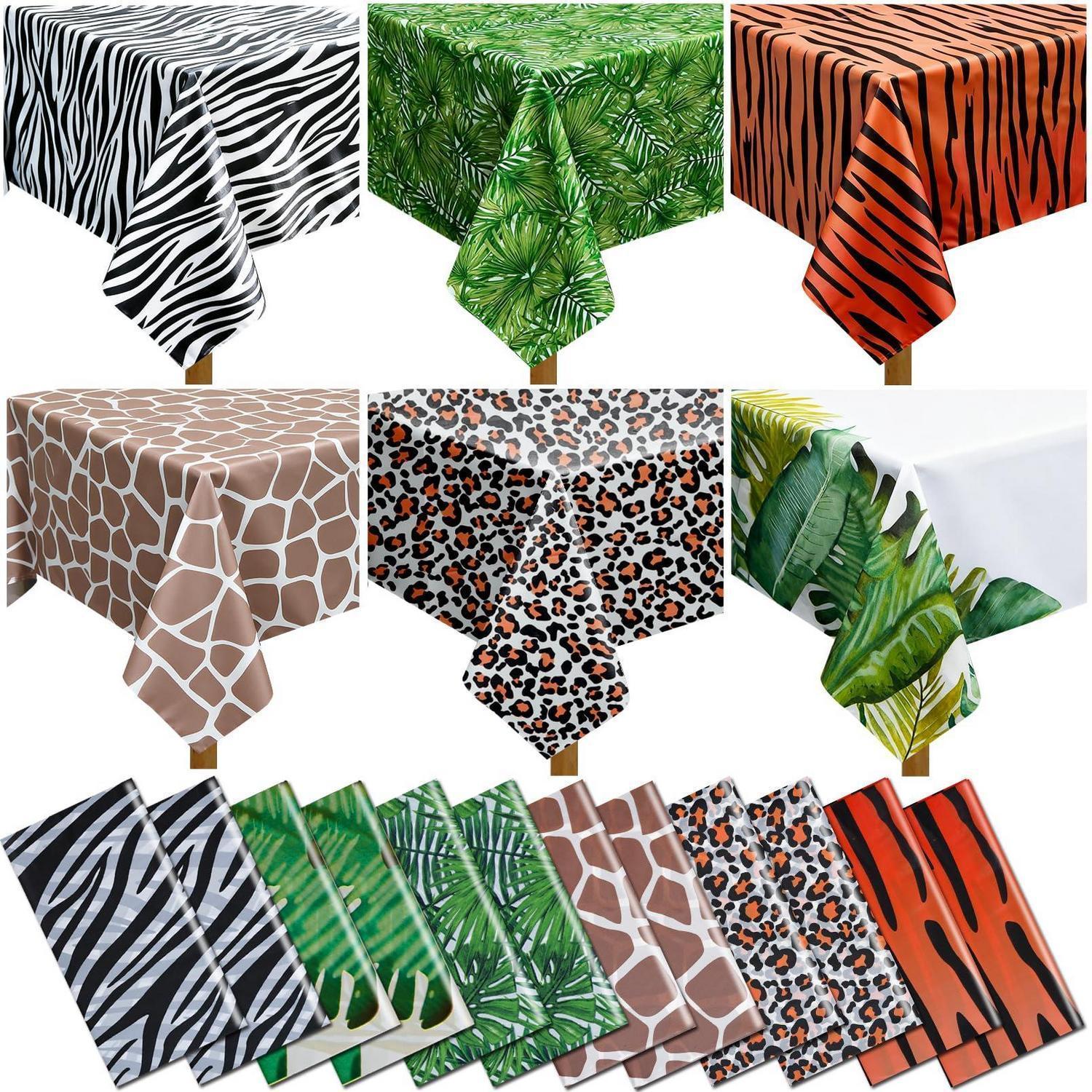 12er Set Tischdecken Safari Dschungel Tiere 137x274cm Peva Wasserabweisend