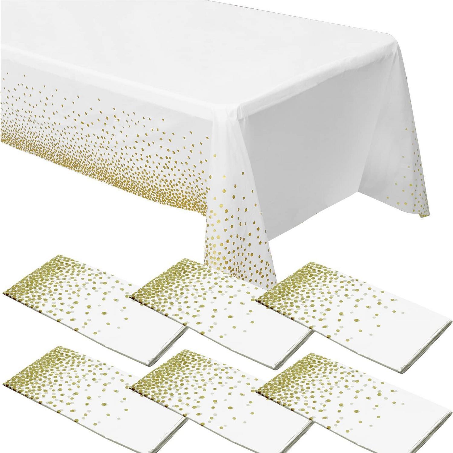 6er Set Tischdecken Gold Punkte 274x137cm Rechteckig Einweg Wasserdicht