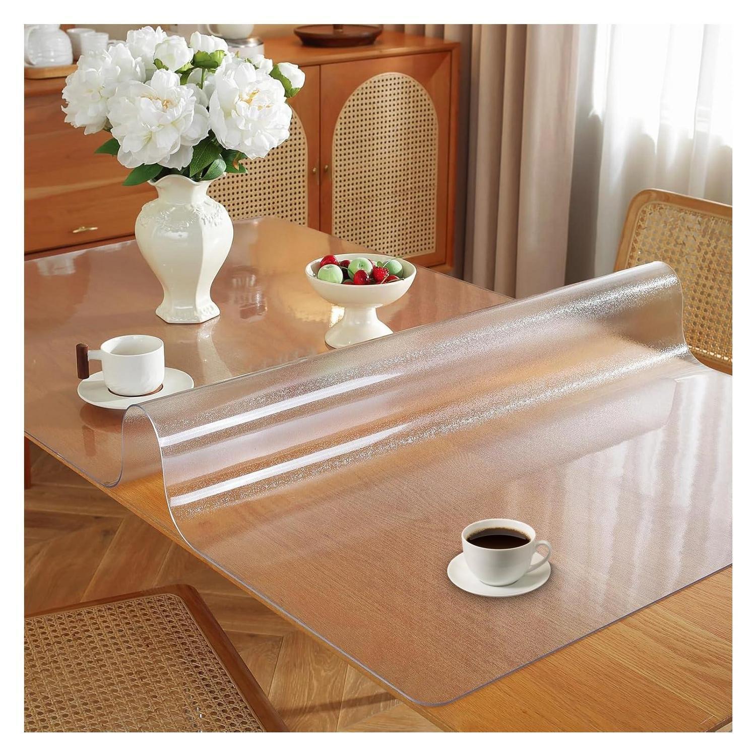 Tischfolie 80x120cm Mattiert 1,5mm Pvc Mit Abgeschrägter Kante