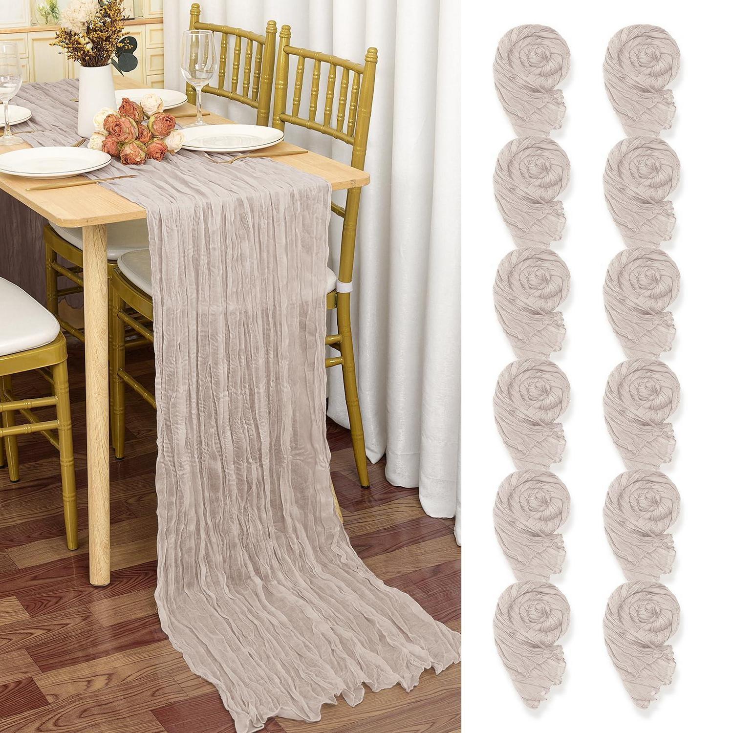 12er Pack Tischläufer Gaze Braun-grau 55x300cm Boho Landhausstil Für Deko