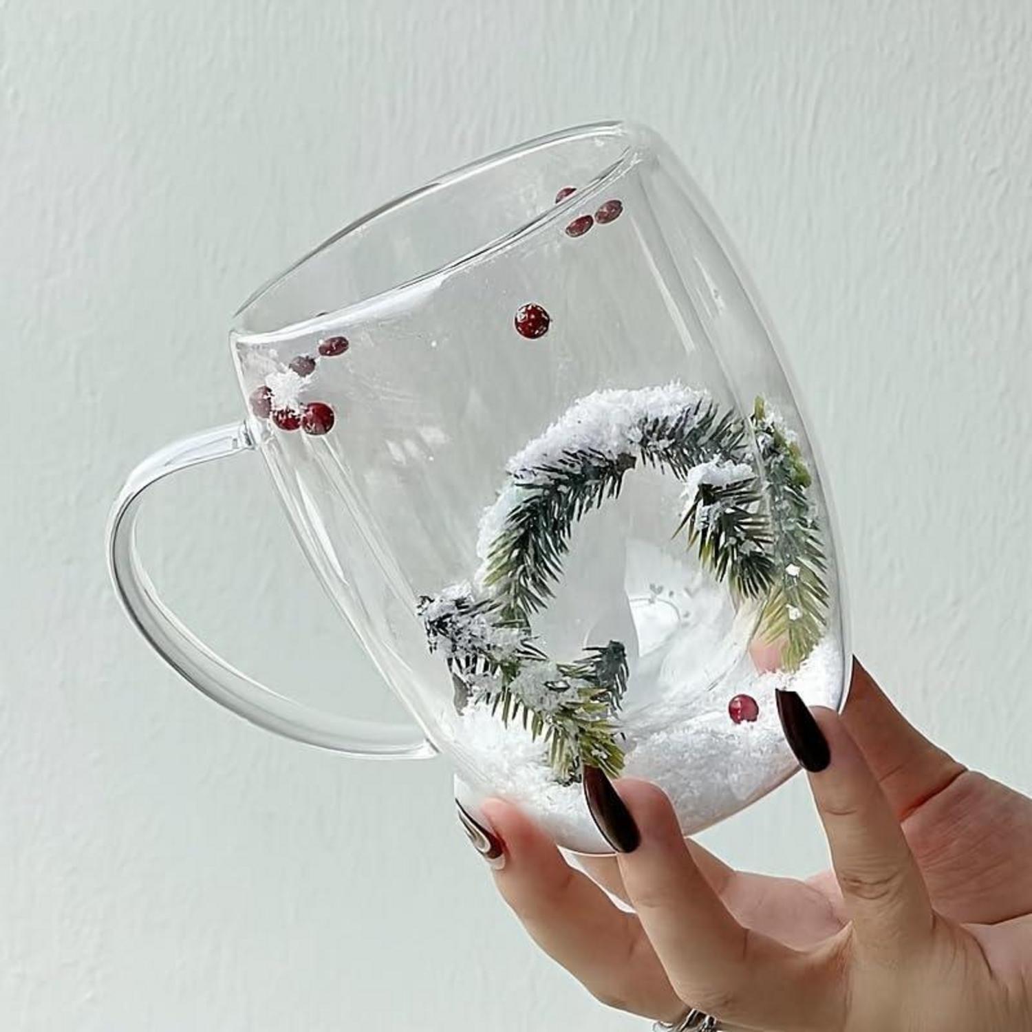 Doppelwandige Weihnachtstasse 350ml, Handgeblasen, Isolierend, Geschenkidee