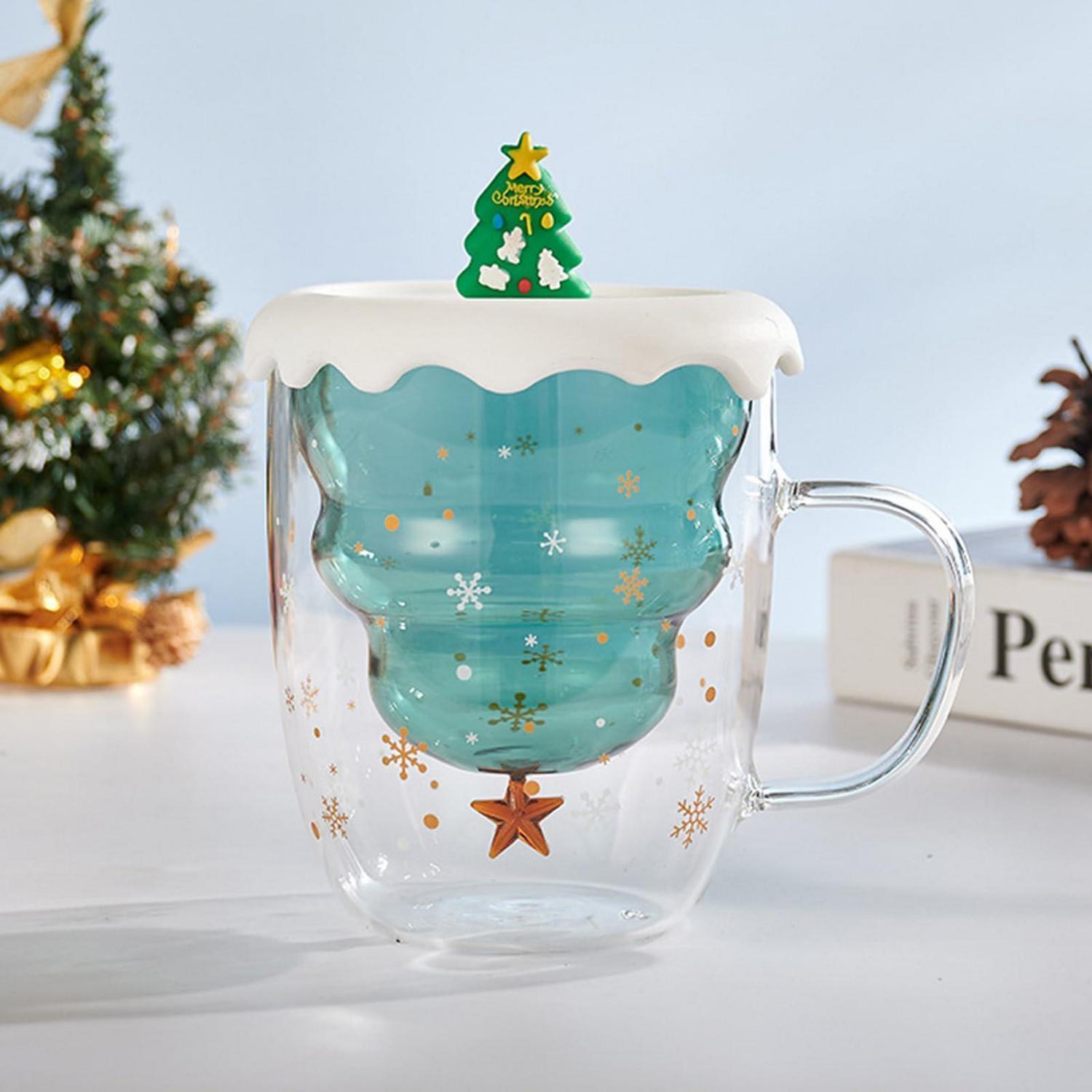 Doppelwandige Weihnachtstasse 300ml Mit Baum-design, Ideal Als Geschenk