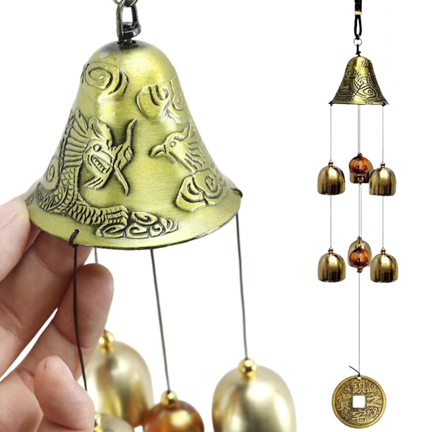 Windspiel Metall 46cm Mit Münzanhänger, Feng Shui Glücksbringer, Chinesische Glocke