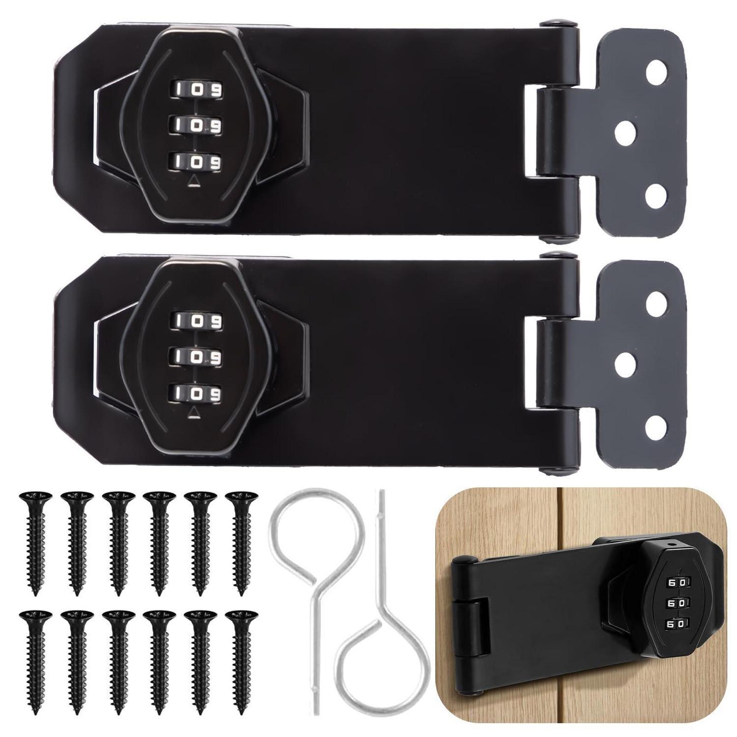 2er Set Überfalle Mit Zahlenschloss, 4 Zoll Sicherheitsüberfalle Abschließbar, Schwarz
