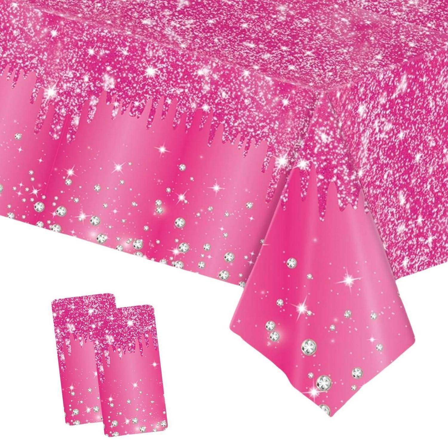 2x Tischdecke Abwaschbar 137x274cm, Pailletten-druck, Wasserabweisend