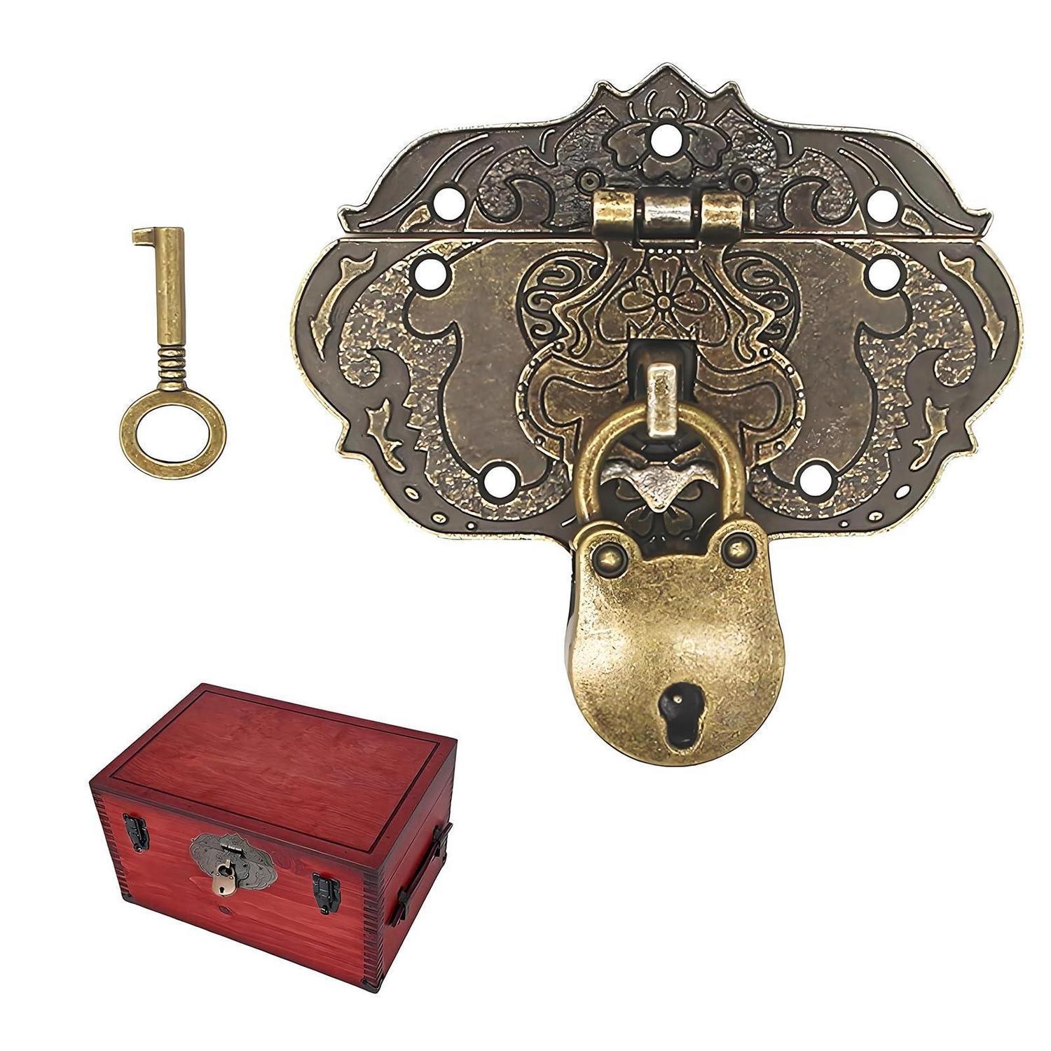 Antike Möbel-haspe Mit Schloss Und Schlüssel, Bronzefarben, Retro-design