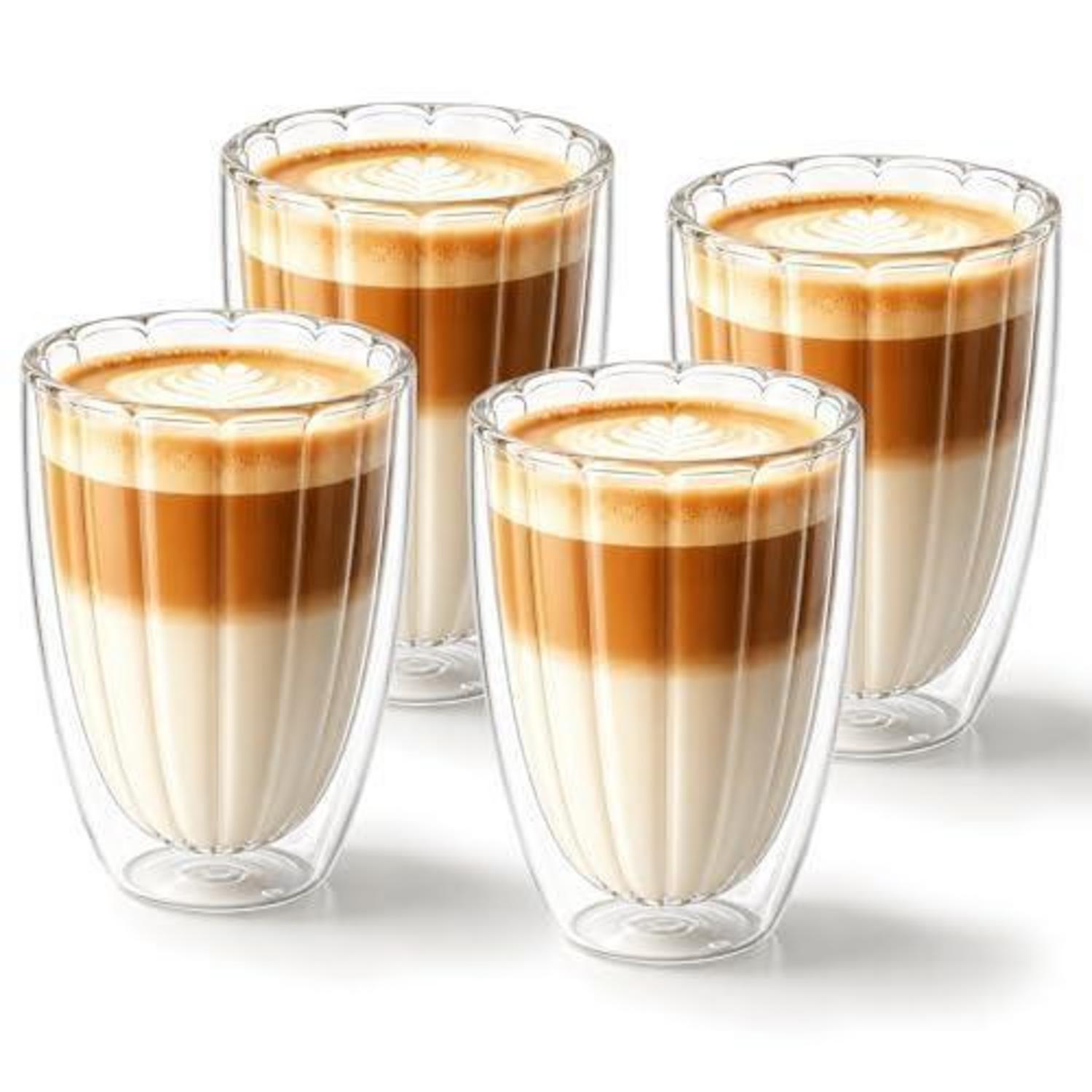 Doppelwandige Gläser 350ml 4er Set Für Latte Macchiato & Cappuccino
