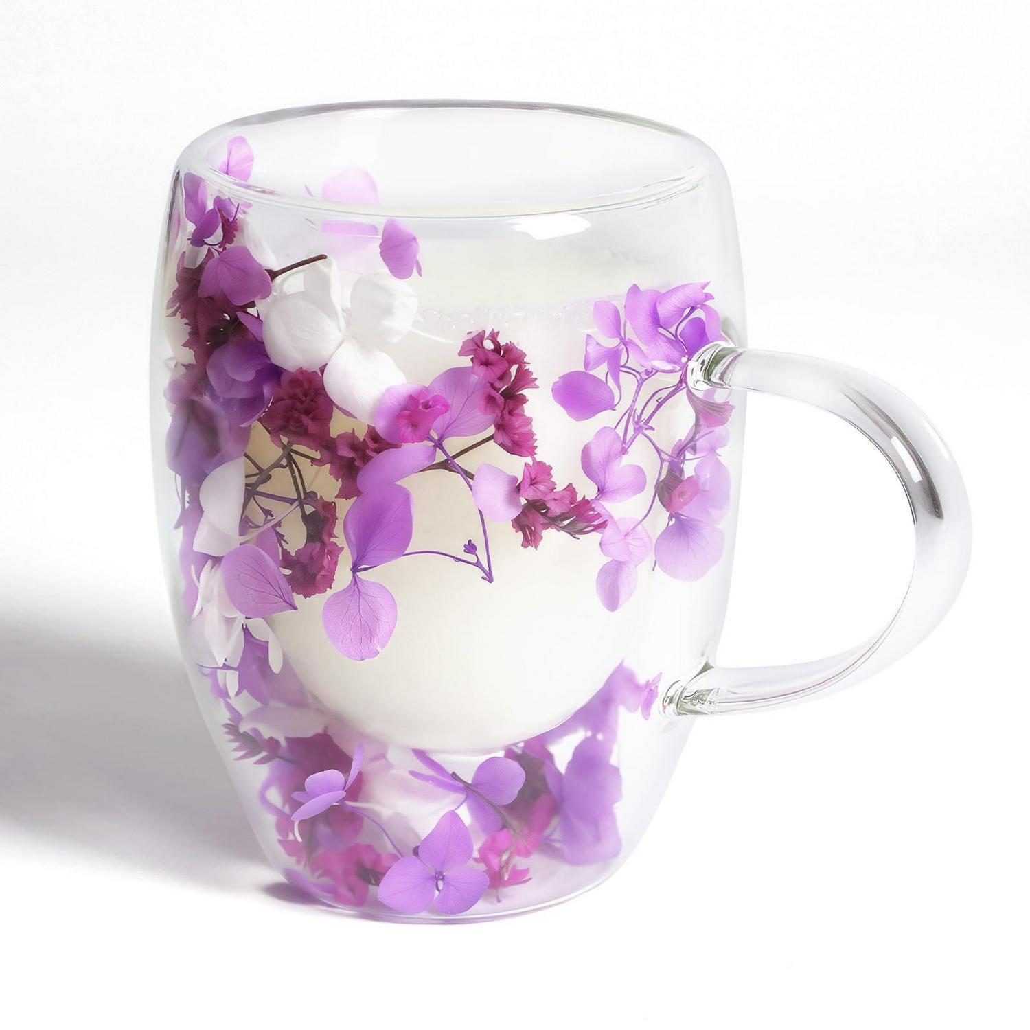 Doppelwandige Kaffeegläser 350ml Mit Blumen, Thermogläser Für Latte Macchiato & Tee