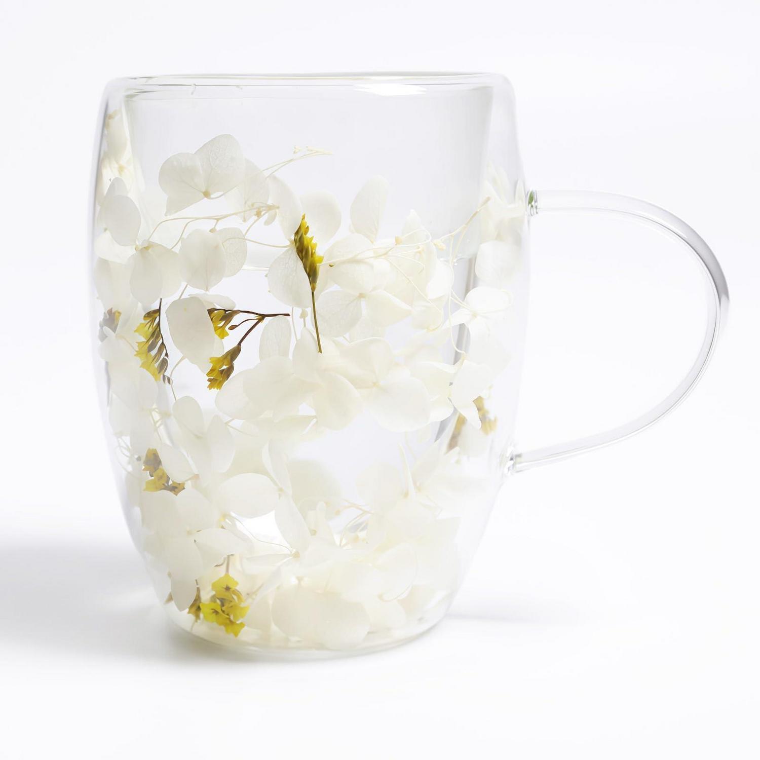 Doppelwandige Kaffeegläser Mit Blumen, 350ml Thermogläser Für Latte Macchiato & Tee