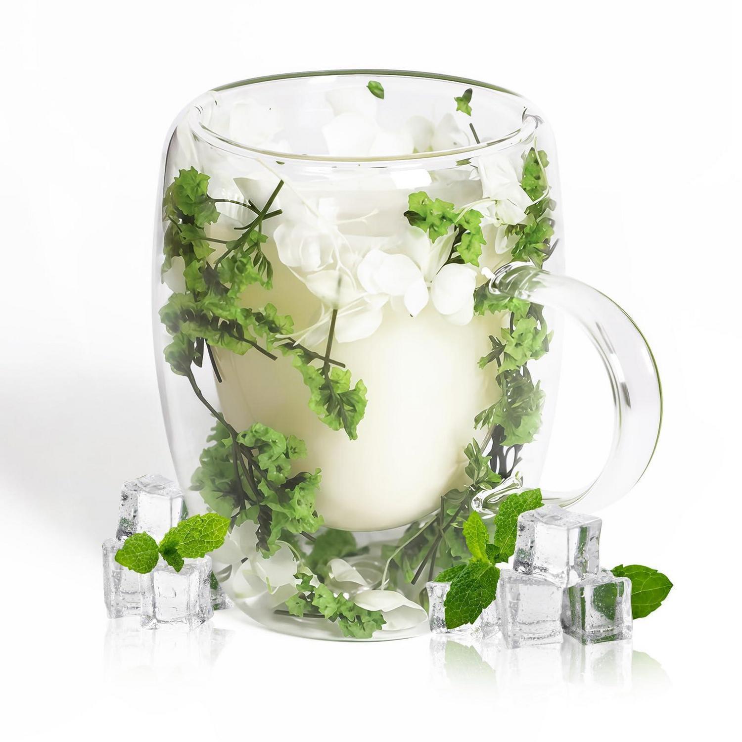 Doppelwandige Kaffeegläser 350ml Mit Blumen-design, Thermogläser Für Latte Macchiato & Tee