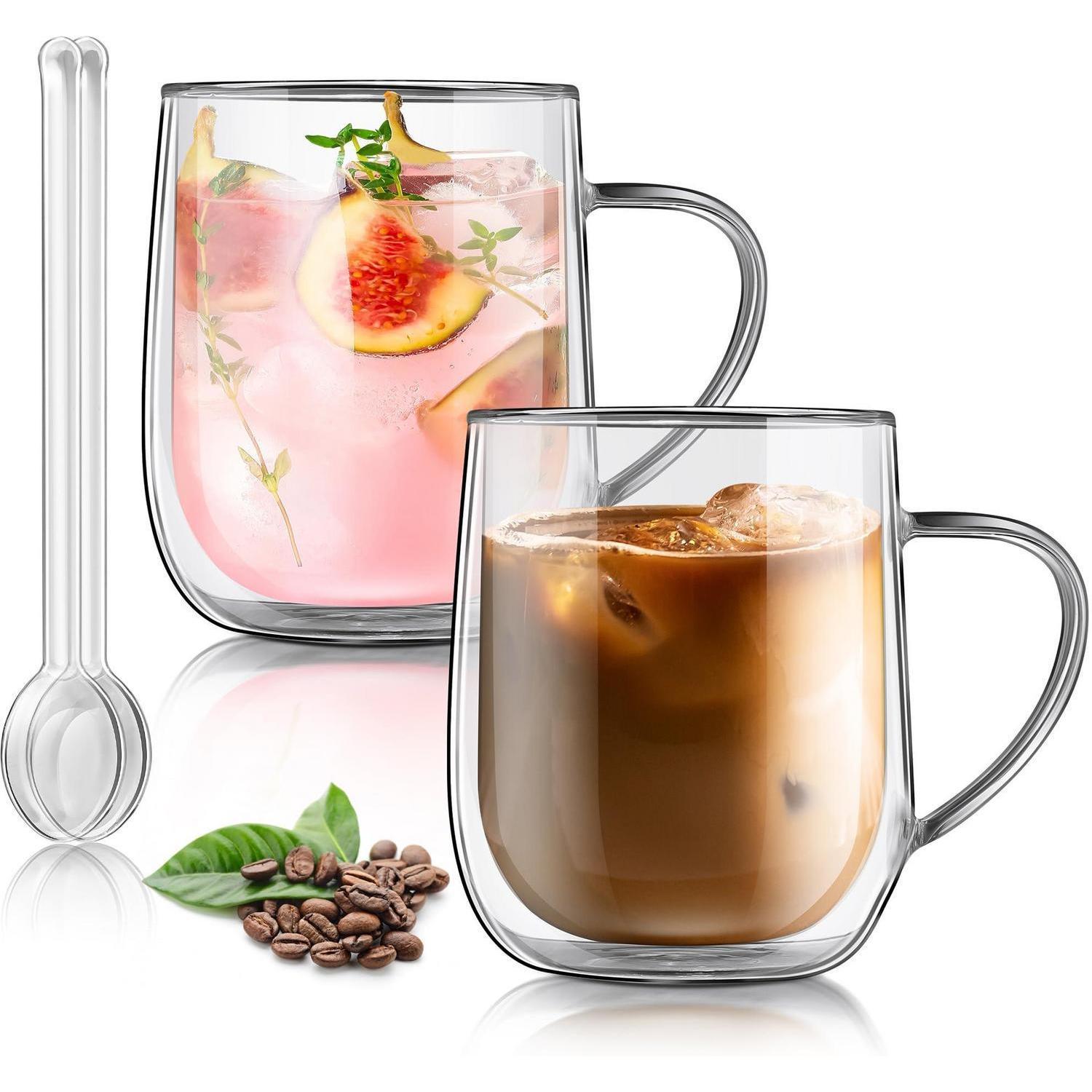 Doppelwandige Kaffeegläser Mit Griff 450ml, 2er Set Thermogläser Aus Borosilikatglas
