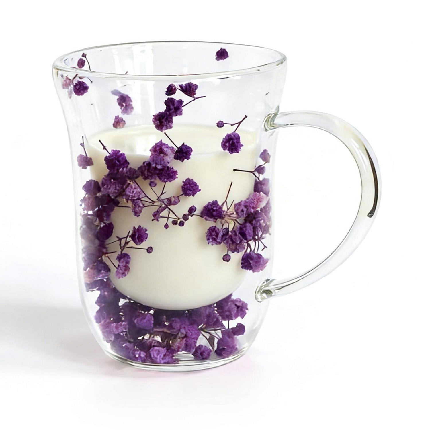 Doppelwandige Gläser Mit Trockenblumen, 300ml, Für Kaffee & Tee