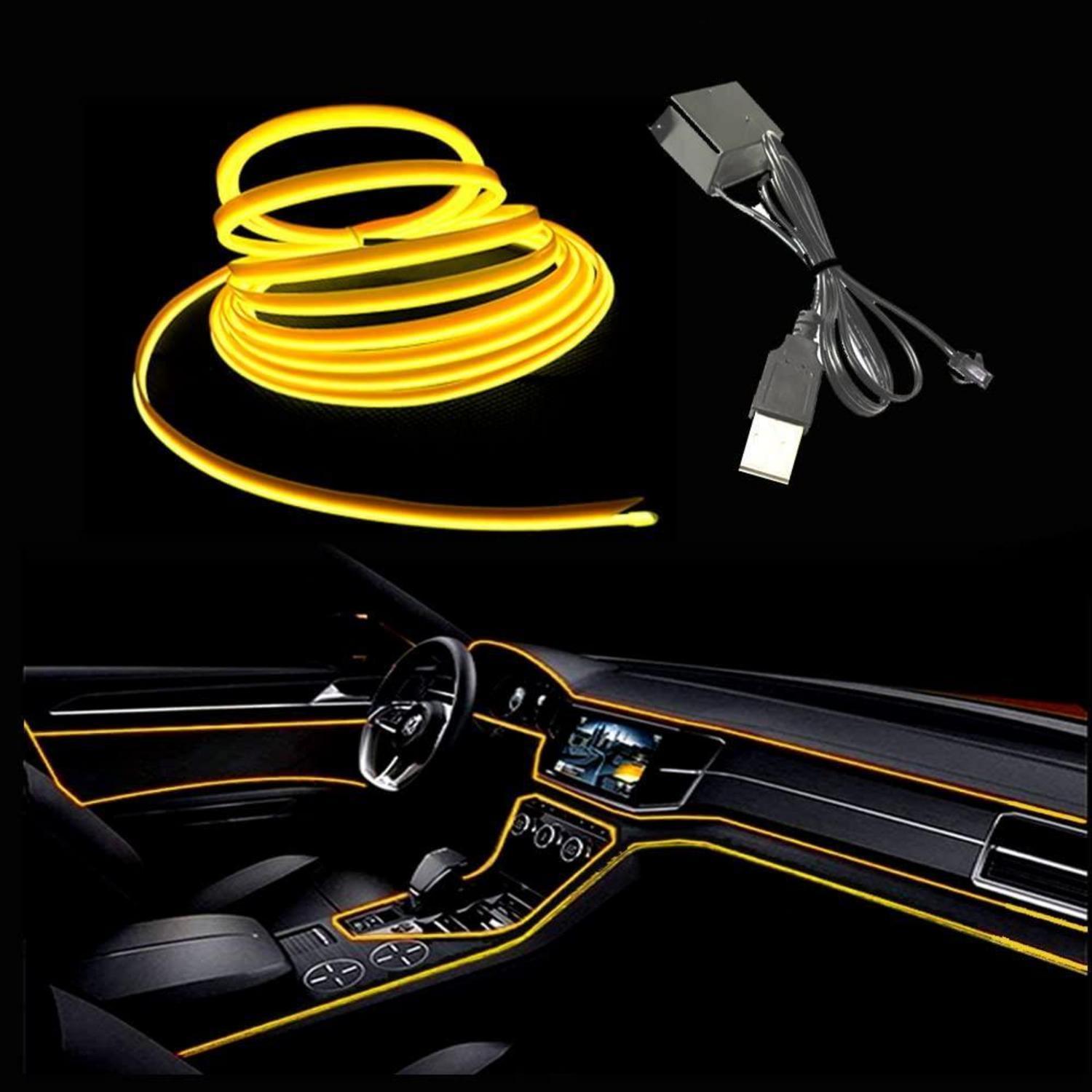 El-draht 10m Gelb Usb Neonlicht Für Auto Innenraum Deko