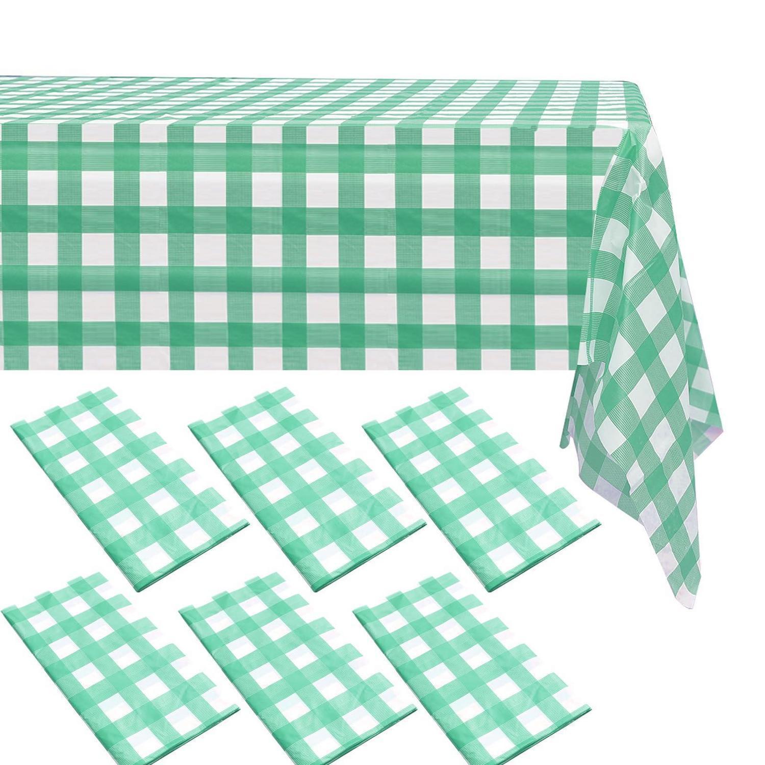 Gingham Tischdecke Kariert 137x274cm Für Partys, 6 Stück, Grün-weiß