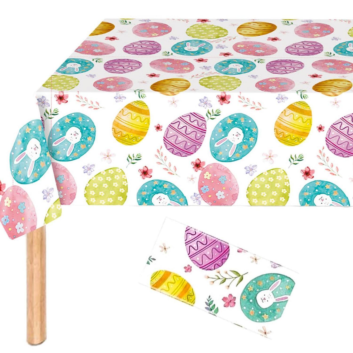 Oster-tischdecke 274x137cm Mit Hasen- & Osterei-motiv, Wasserabweisend