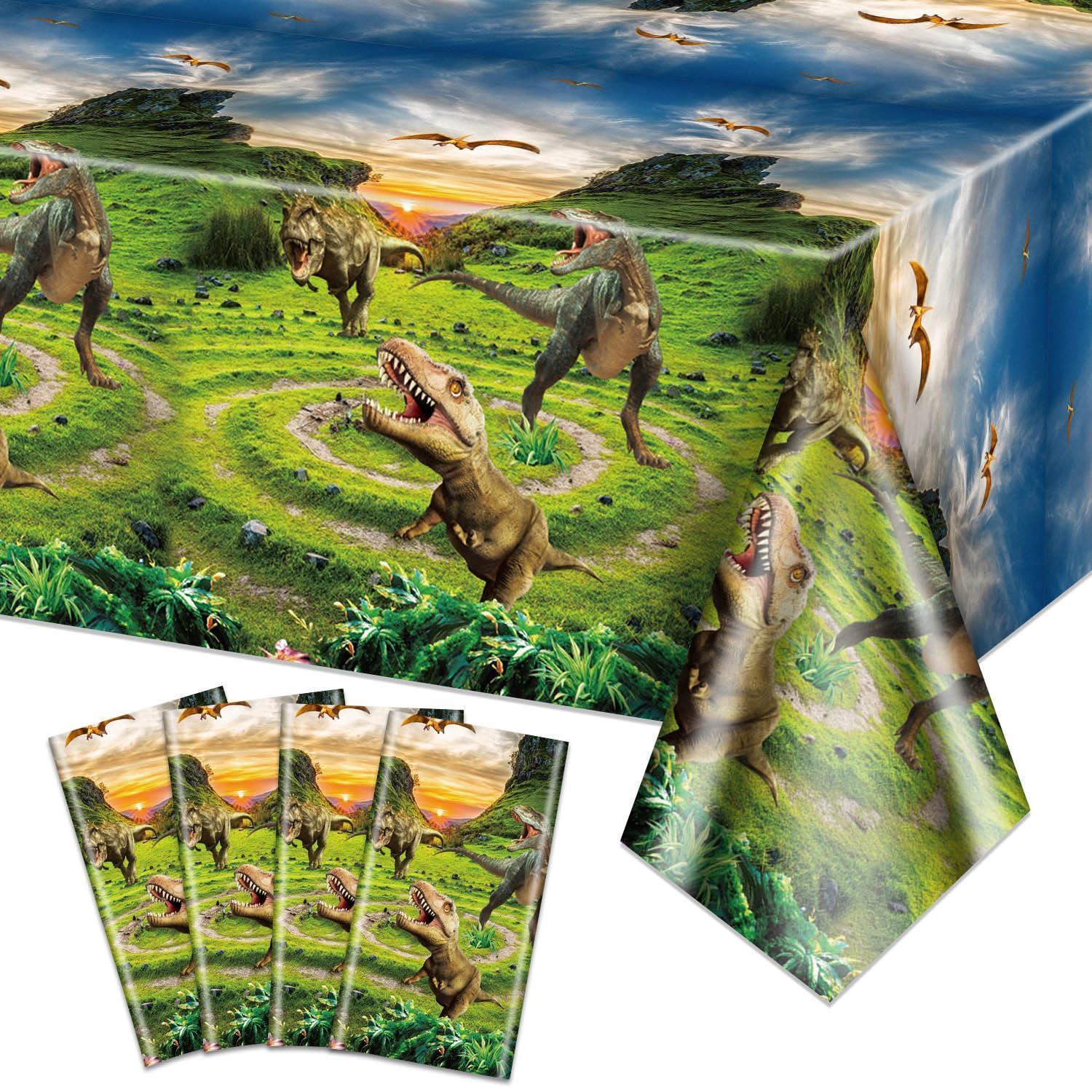 4er Set Dinosaurier Tischdecken 220x130cm Mehrfarbig Für Kindergeburtstage