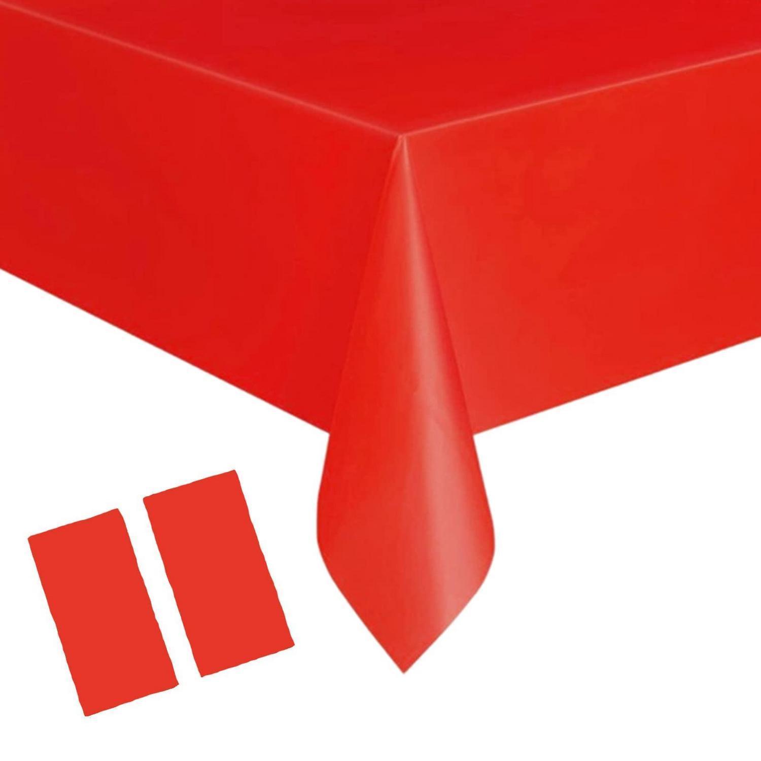 2x Einweg Tischdecke Rot 137x274cm Kunststoff Wasserdicht Für Partys