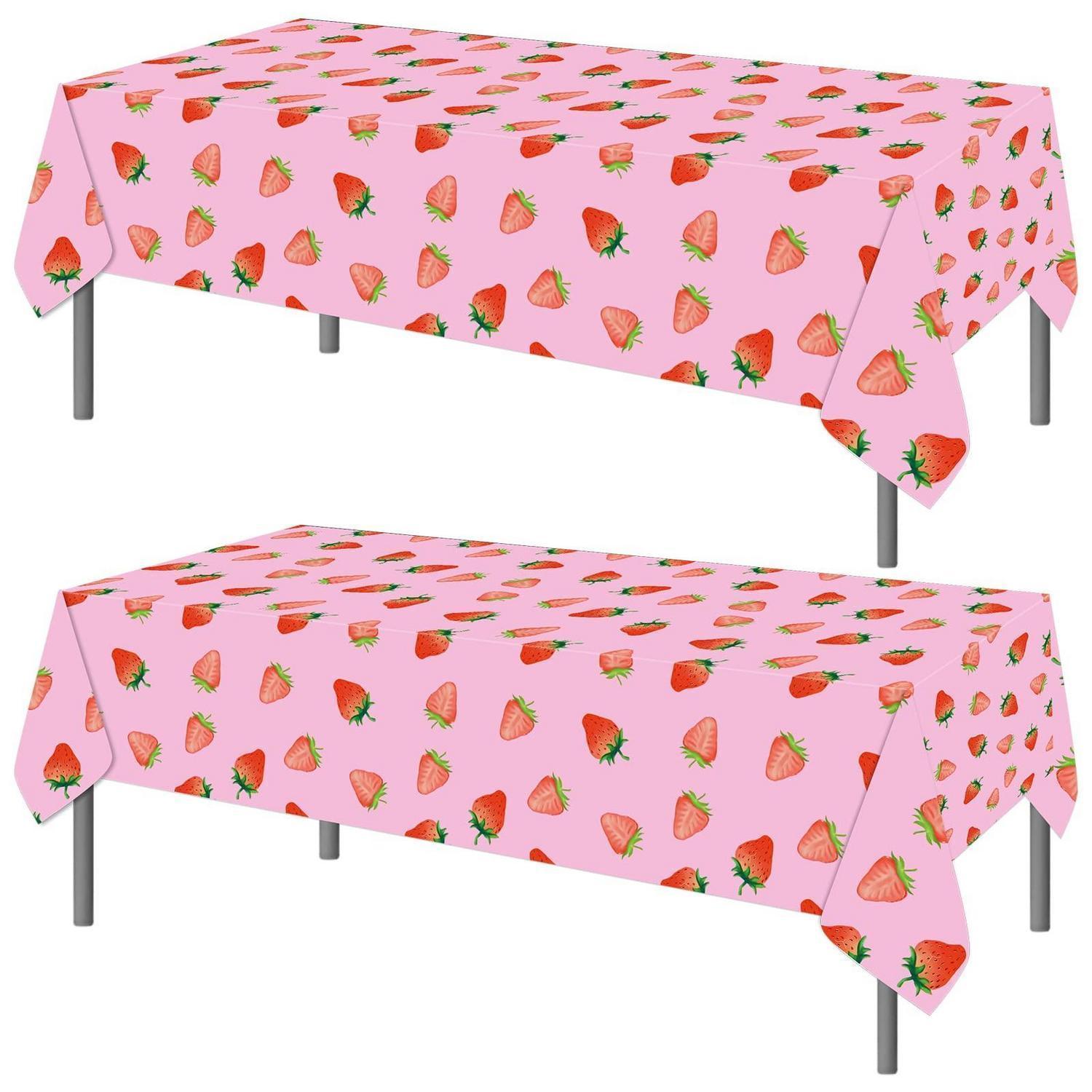 2 Stück Erdbeer Tischdecke 137x274cm Für Partydekorationen