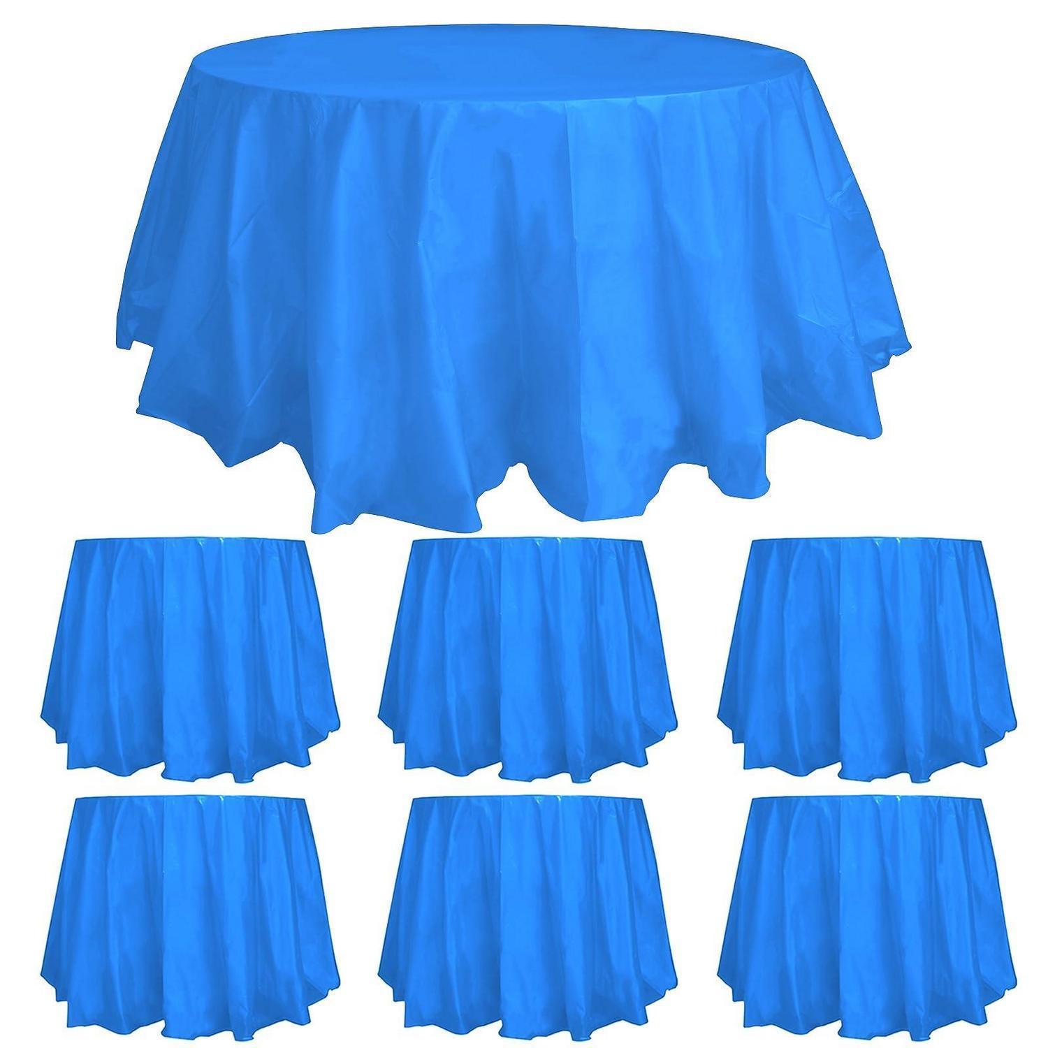 Runde Einweg-tischdecke 213 Cm Blau, 6er Pack, Wasserabweisend