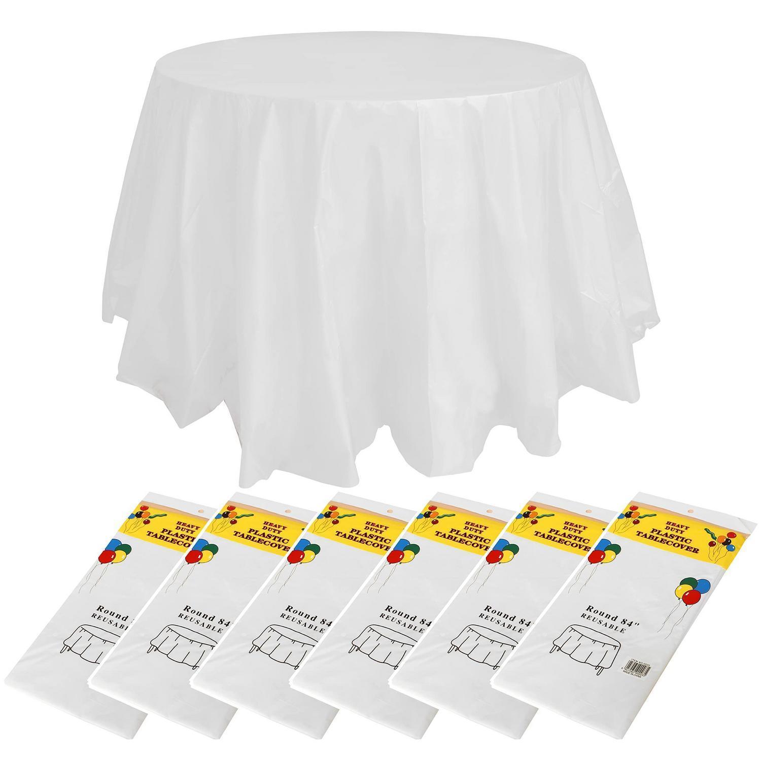 Einweg-tischdecken Rund 213,4 Cm Peva Weiß 6 Stück Für Partys & Bankette