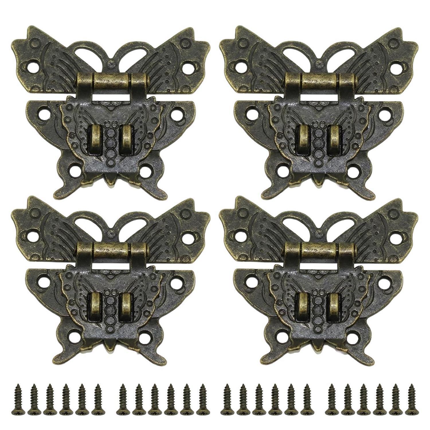 4x Vintage Schmetterlings-haspen Mit Schrauben, Antik-eisen-design Für Truhen Und Kisten