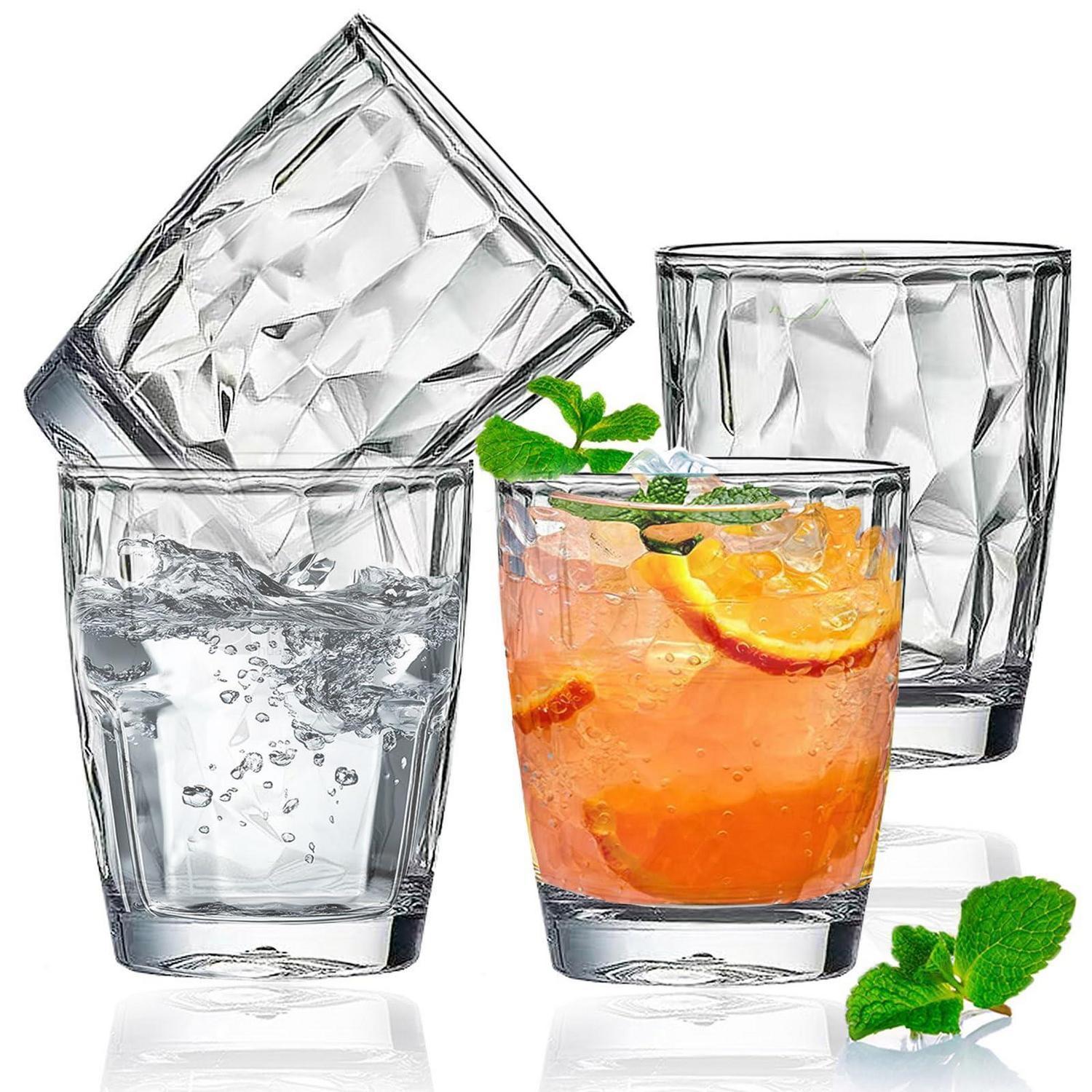 Acryl Trinkgläser 300ml, 4er-set, Transparent, Unzerbrechlich, Stapelbar