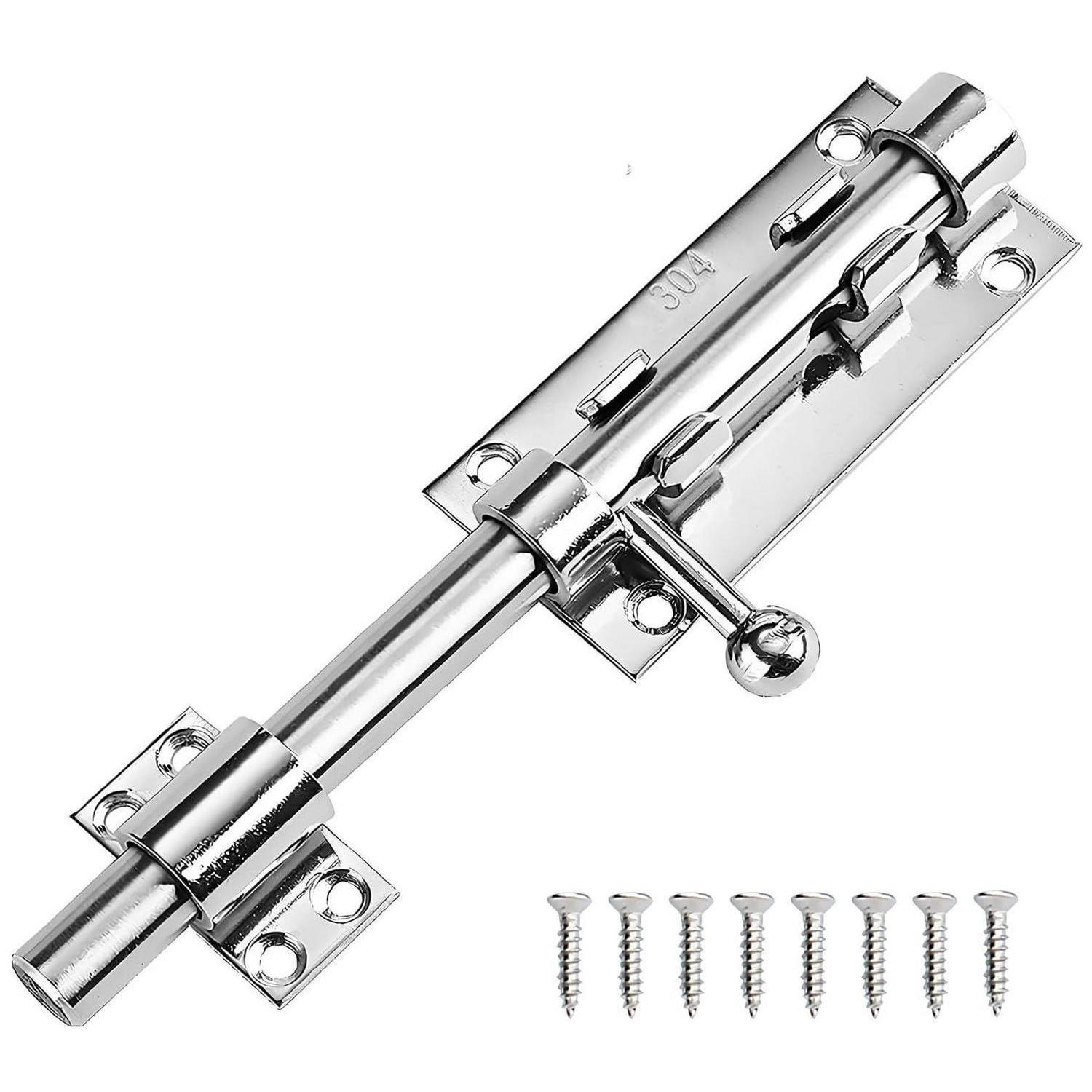 Schiebetorriegel 304 Edelstahl, Abschließbar, Für Türen & Zäune, 8 Zoll Silber