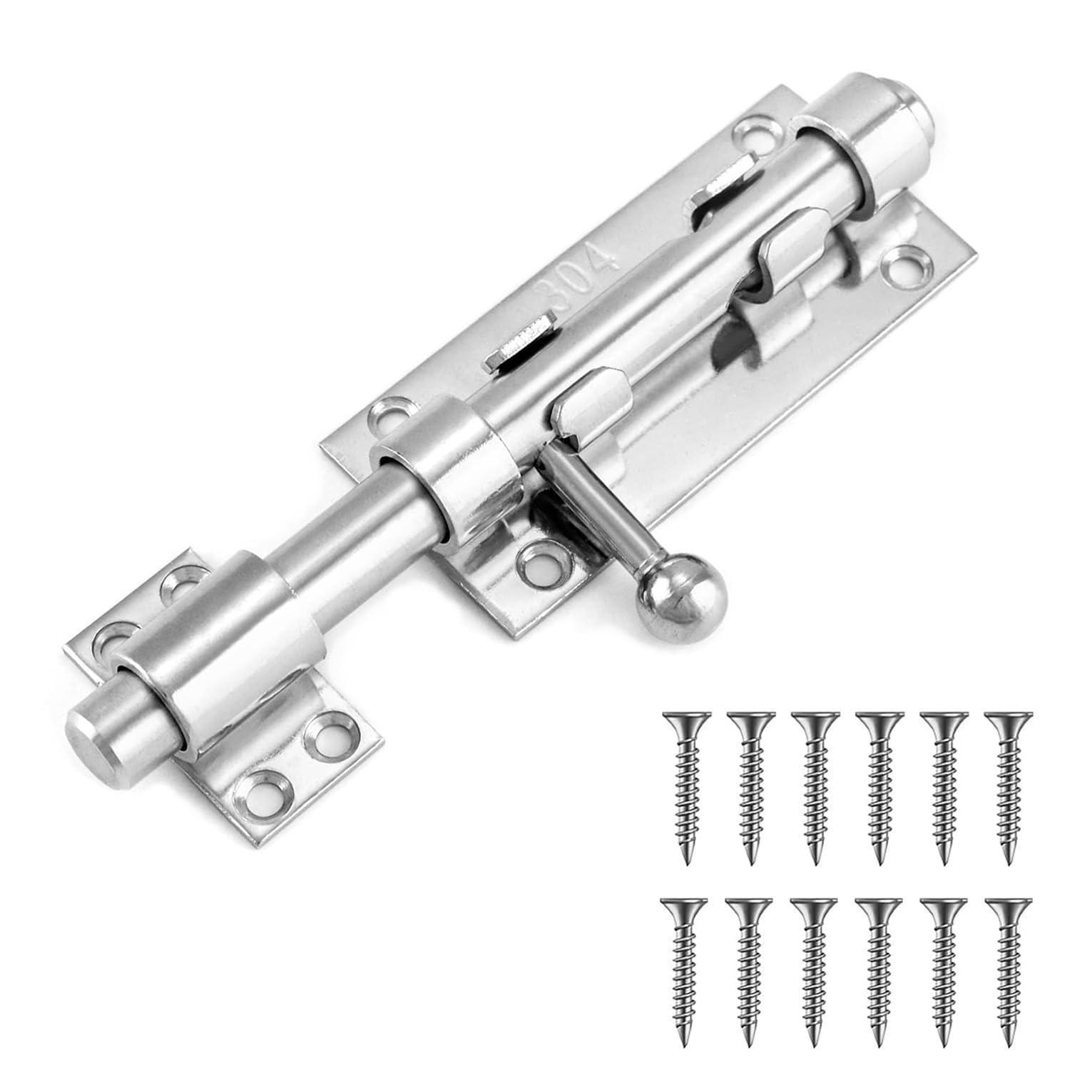 Edelstahl Türriegel 16cm Mit Vorhängeschlossloch, 12mm Bolzen, Für Haus & Garten