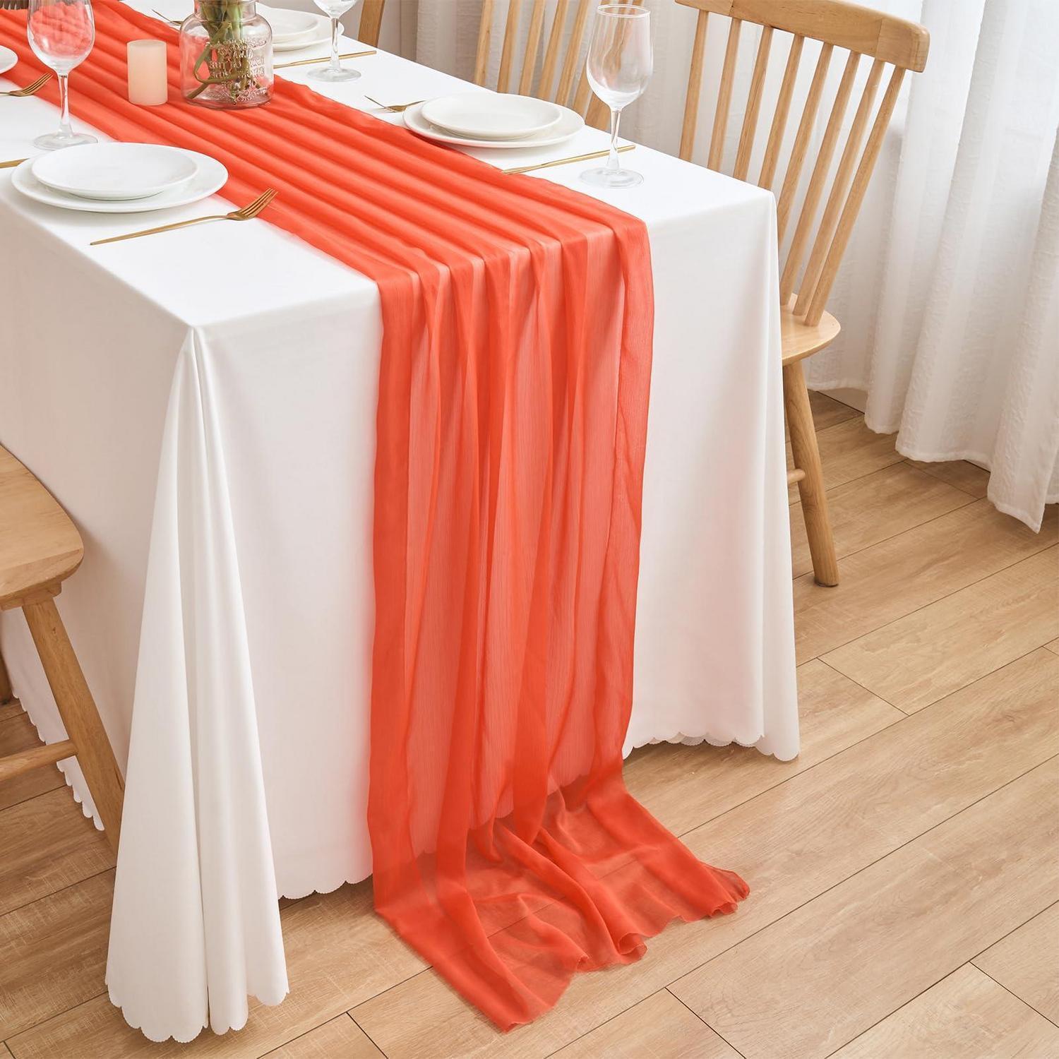 Chiffon Tischläufer 70x300 Cm Terrakotta Für Hochzeit & Deko