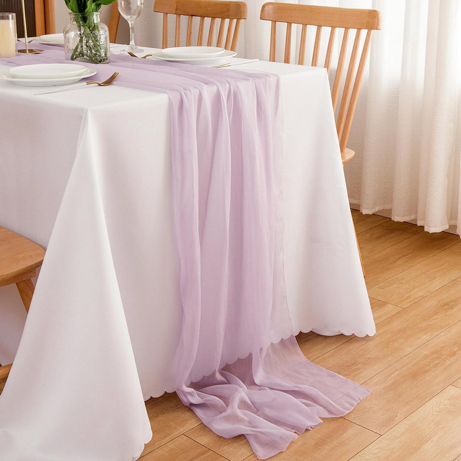 Chiffon Tischläufer Helllila 70x400 Cm Für Hochzeit & Deko