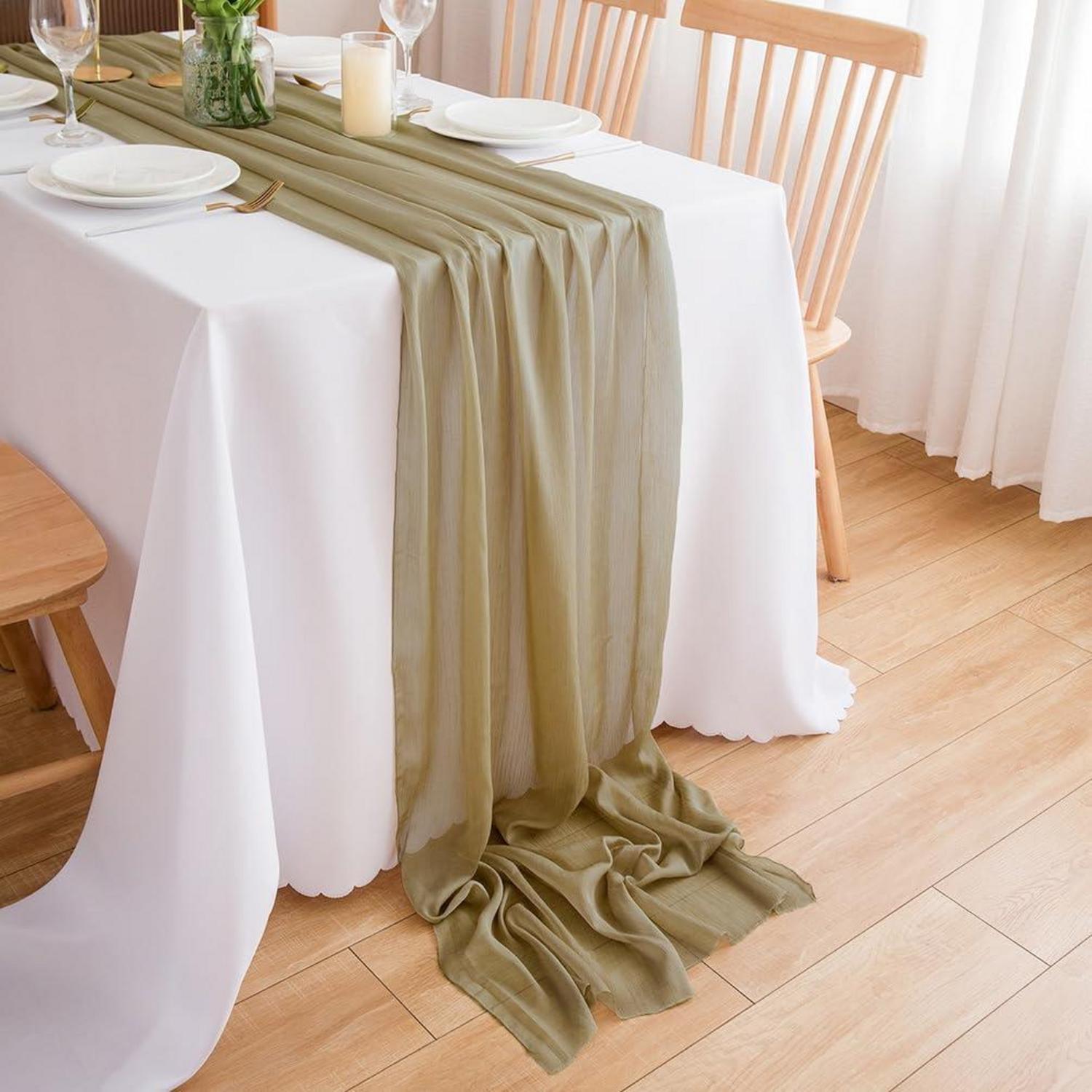 Chiffon Tischläufer 70x300 Cm Hellbraun Für Hochzeit & Deko