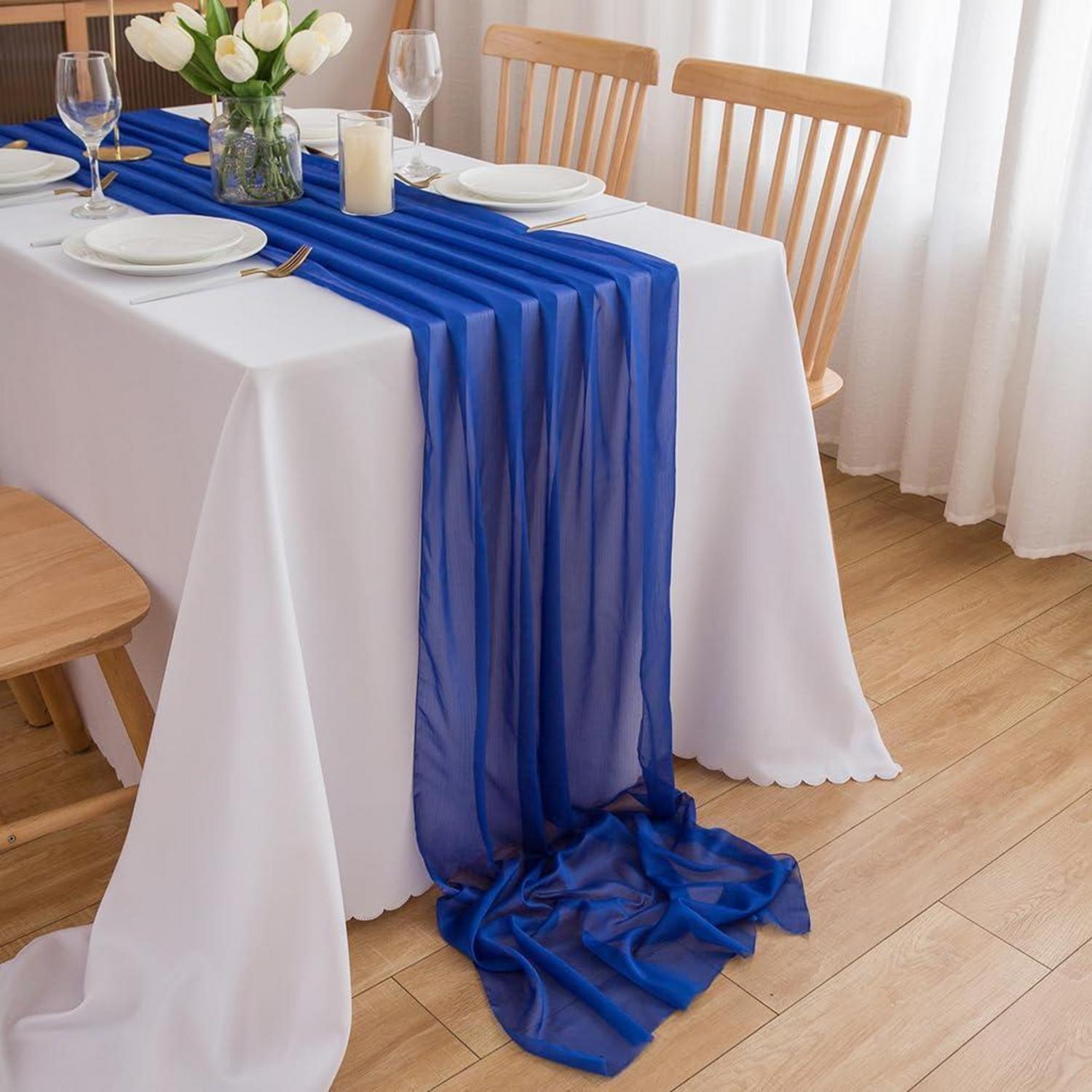 Chiffon Tischläufer Königsblau 70x300 Cm Für Hochzeiten & Deko