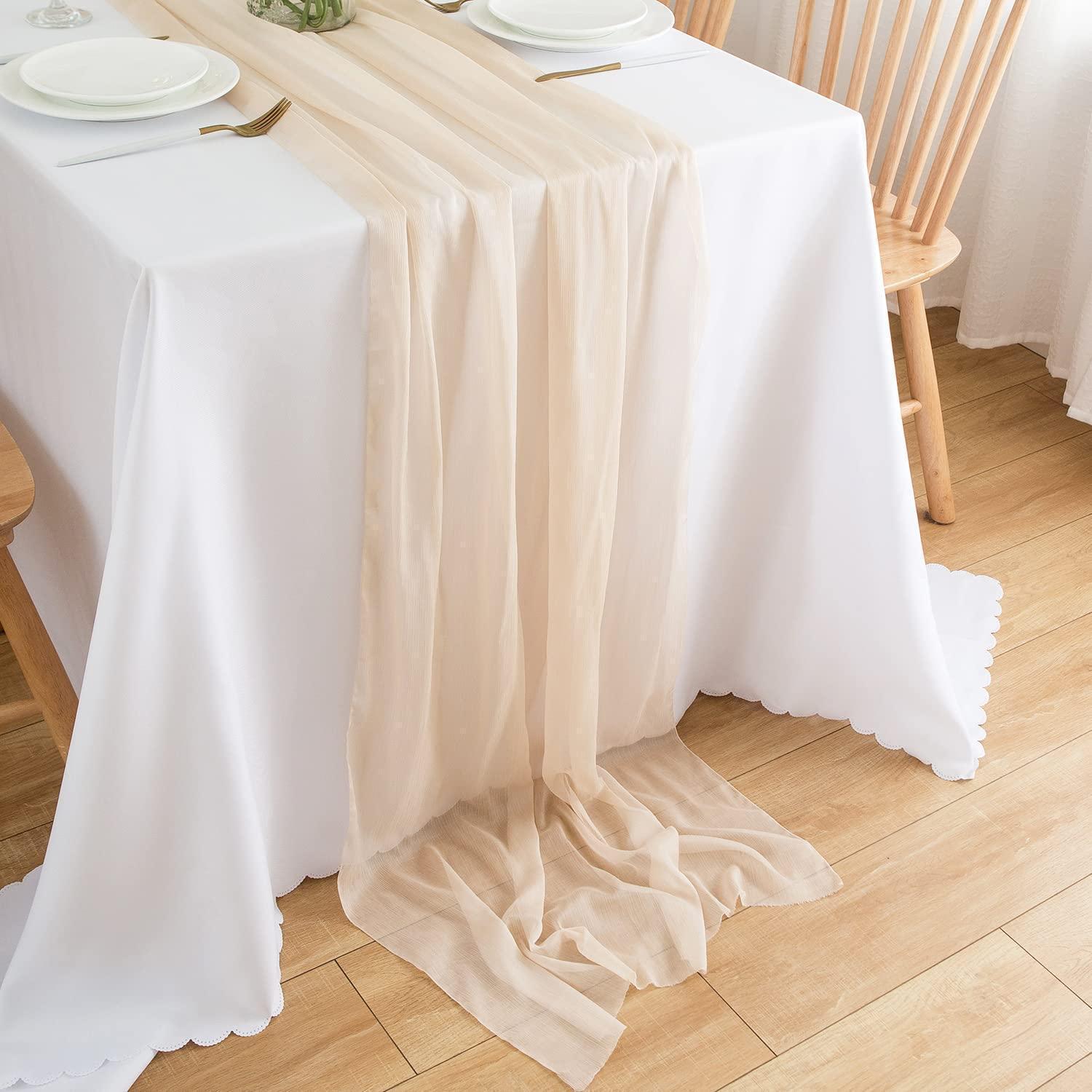Chiffon Tischläufer 70x300 Cm Champagner Beige Für Hochzeit & Deko