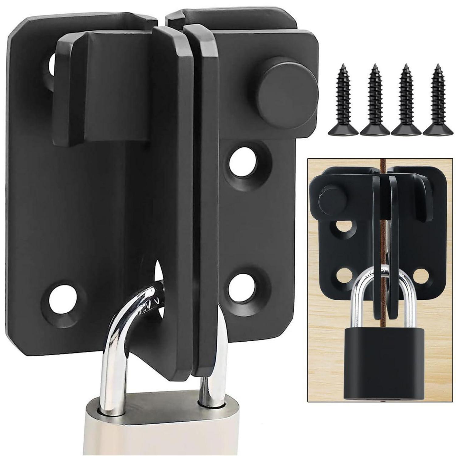 Edelstahl Türriegel Abschließbar, Schwarz, 62x52mm, Für Tore & Schränke