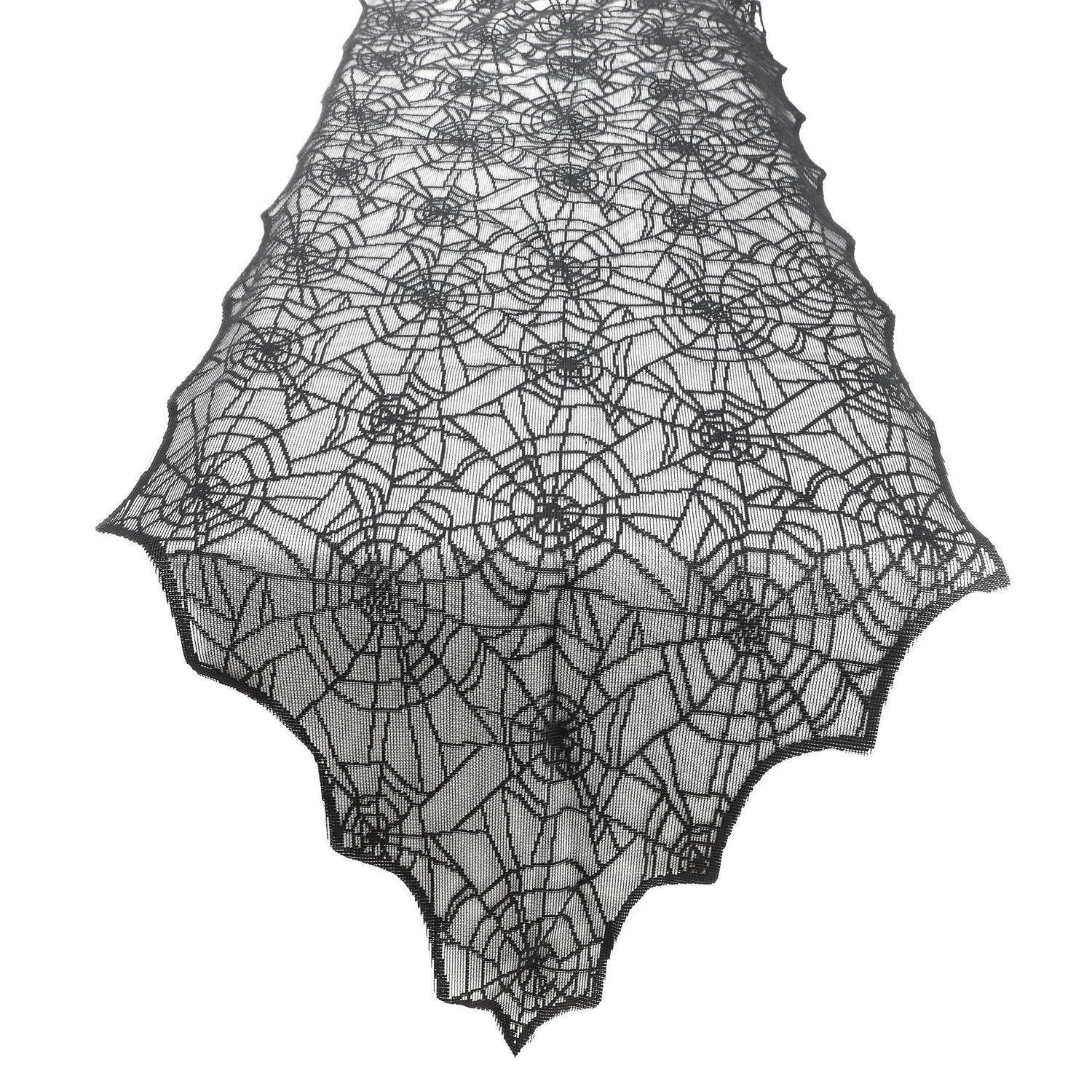 Halloween Tischläufer Spinnennetz Spitze 35x121 Cm Schwarz