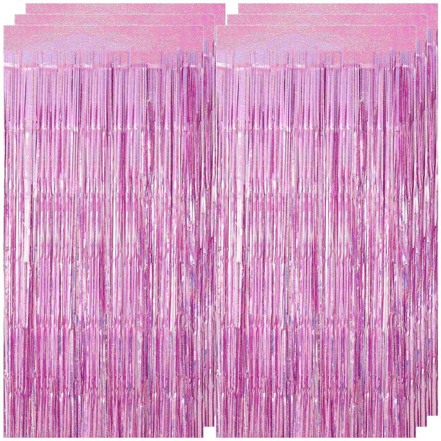 Lametta Vorhang Rosa Glitzer 6er Set 1m X 2m Für Party Deko
