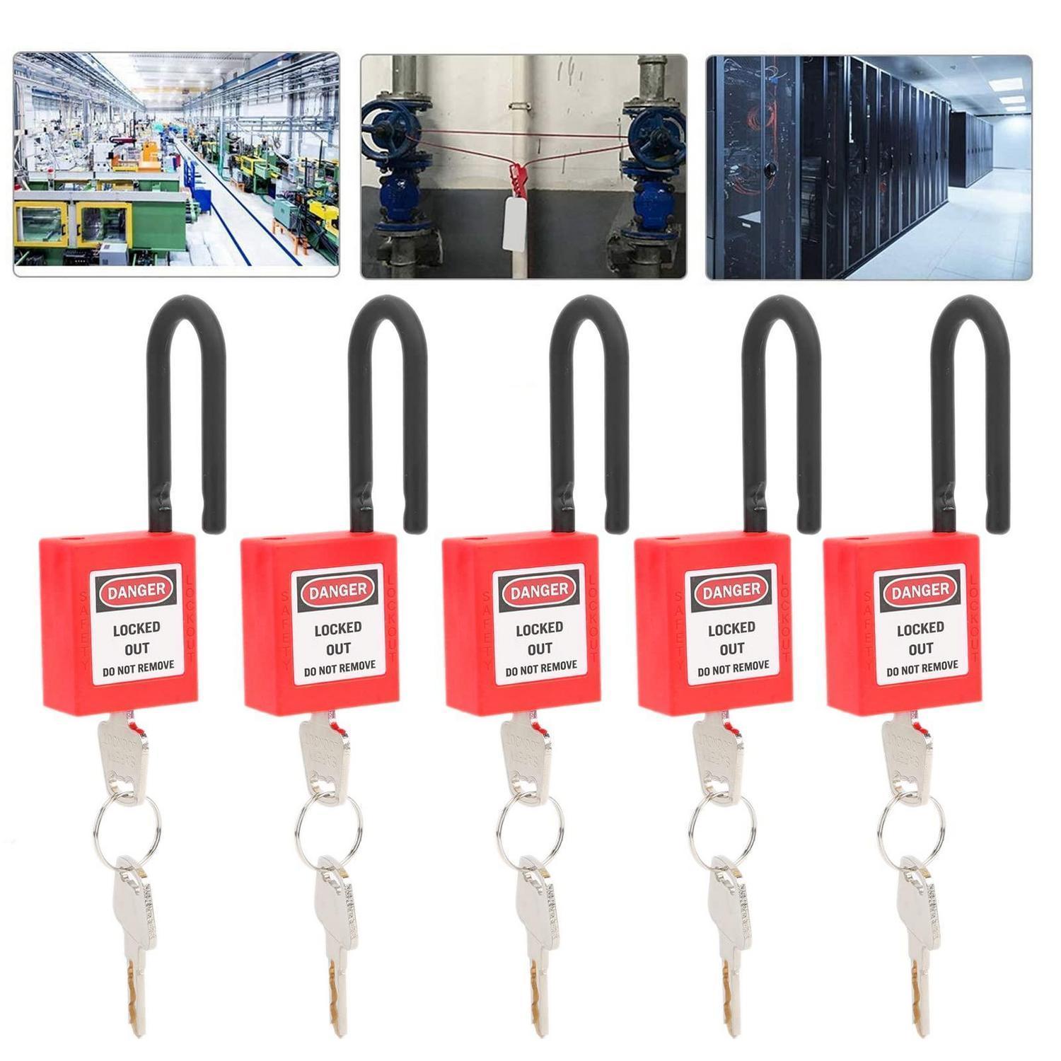 Lockout Vorhängeschloss 5er Set, Rot, 38mm, Temperaturbeständig, Nylon