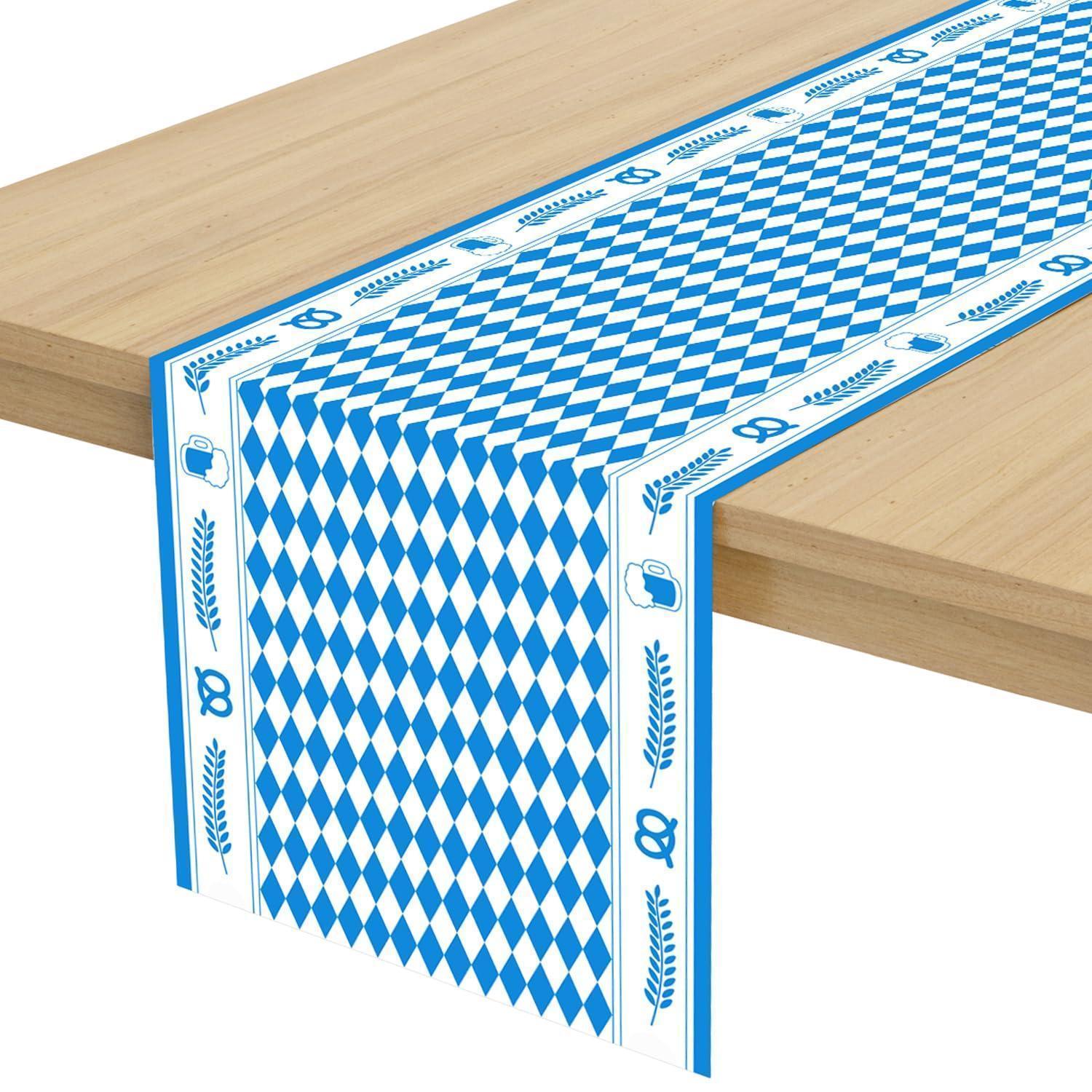 Oktoberfest Tischläufer Blau Weiß 35x183cm Bayerische Raute Deko