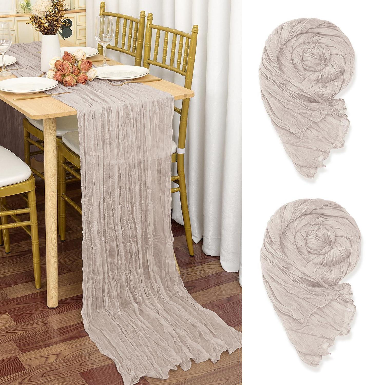 2er Set Tischläufer Gaze Braun-grau 55x300cm Boho Landhausstil Für Deko