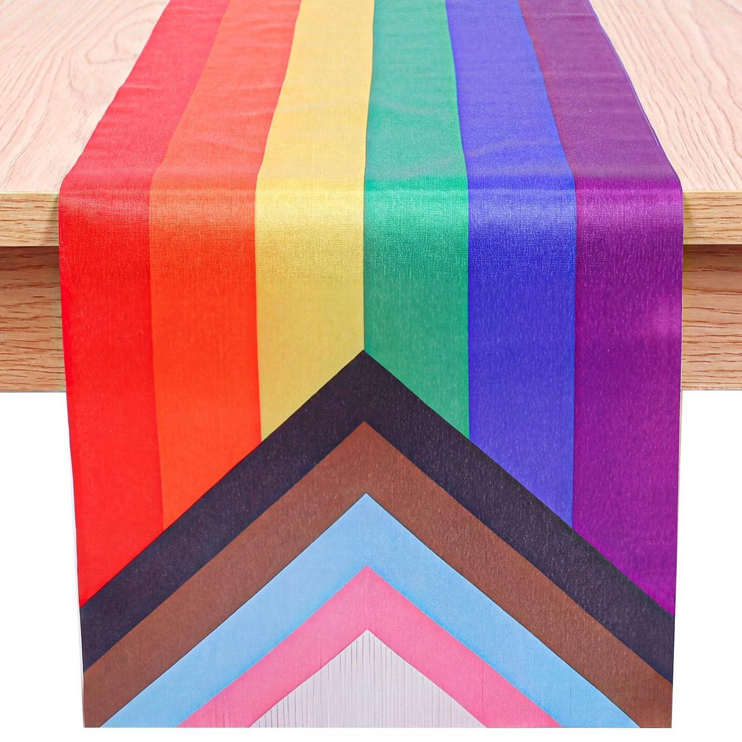 Regenbogen Tischläufer 33x183 Cm Für Pride Month & Partydeko Aus Polyester