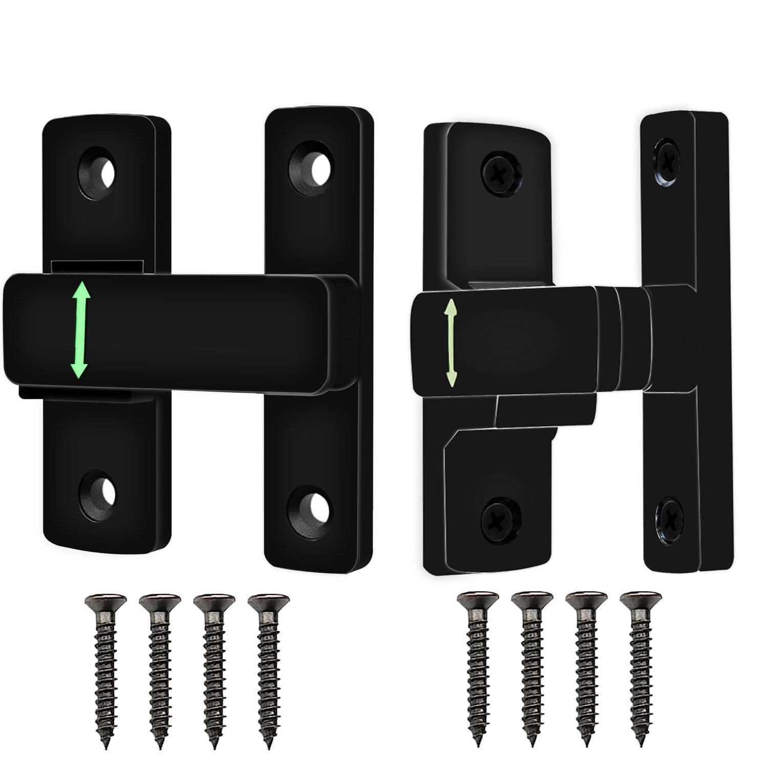 Schiebetürriegel Mit Leuchtfunktion, 90/180°, Zinklegierung, Schwarz, 2er Pack