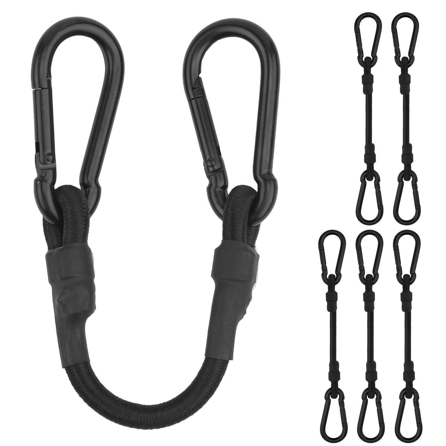 Spanngummi Mit Karabiner 30cm, 6er Set, Schwarz, 8mm Gummiseil, Für Gepäck, Plane, Fahrrad