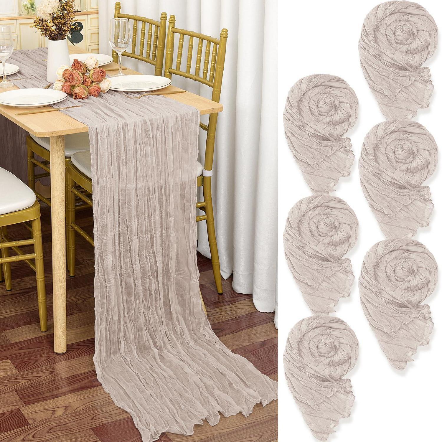 6er Pack Tischläufer Braun-grau 55x300cm Gaze Stoff Rustikal Boho Für Deko