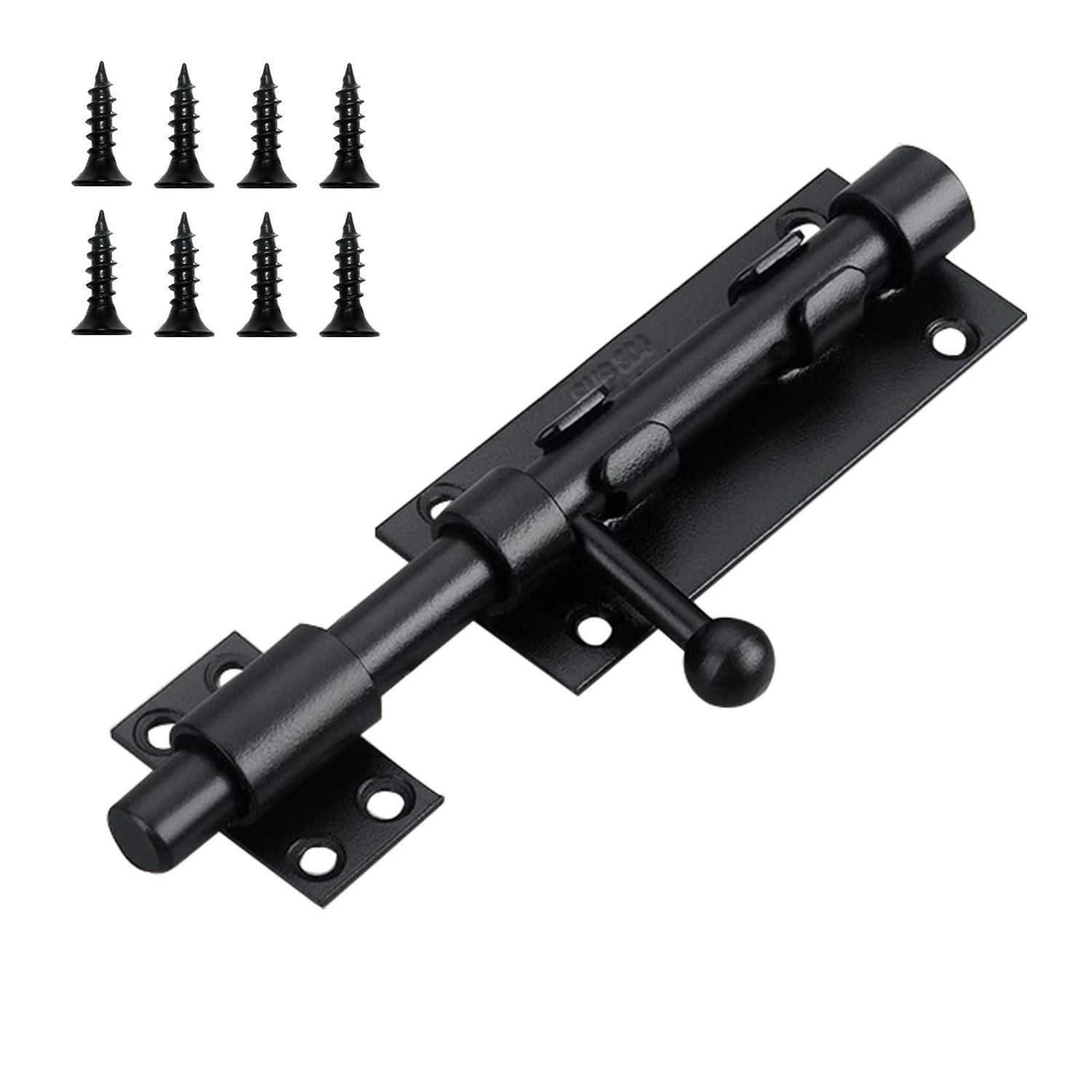 Edelstahl Türriegel 160mm Schwarz Mit Vorhängeschlossloch