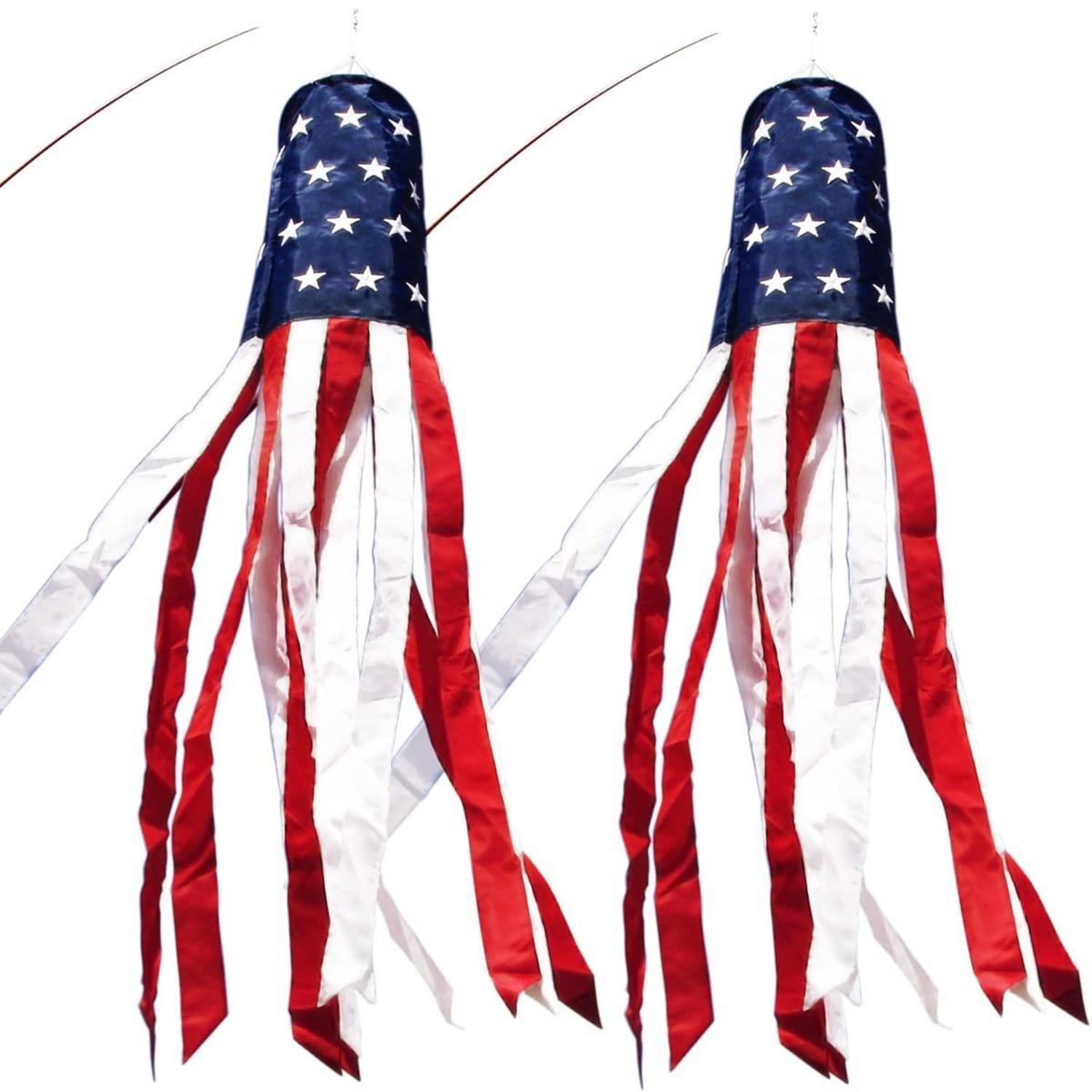 Windsack Mit Us-flagge, 101,6 Cm, Patriotische Dekoration, 2 Stück
